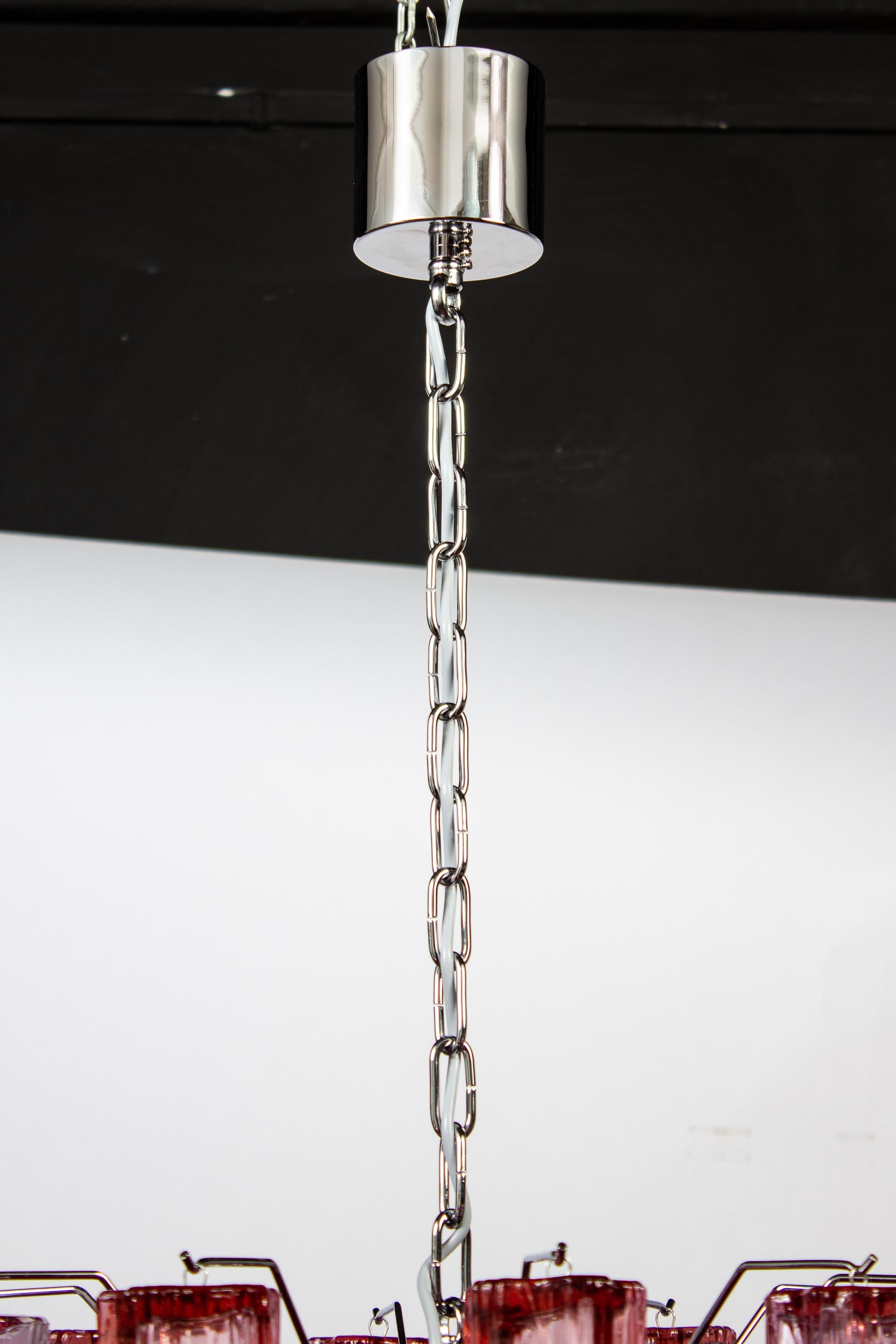 Murano Glass Amber and Ice Tronchi Chandelier For Sale 5