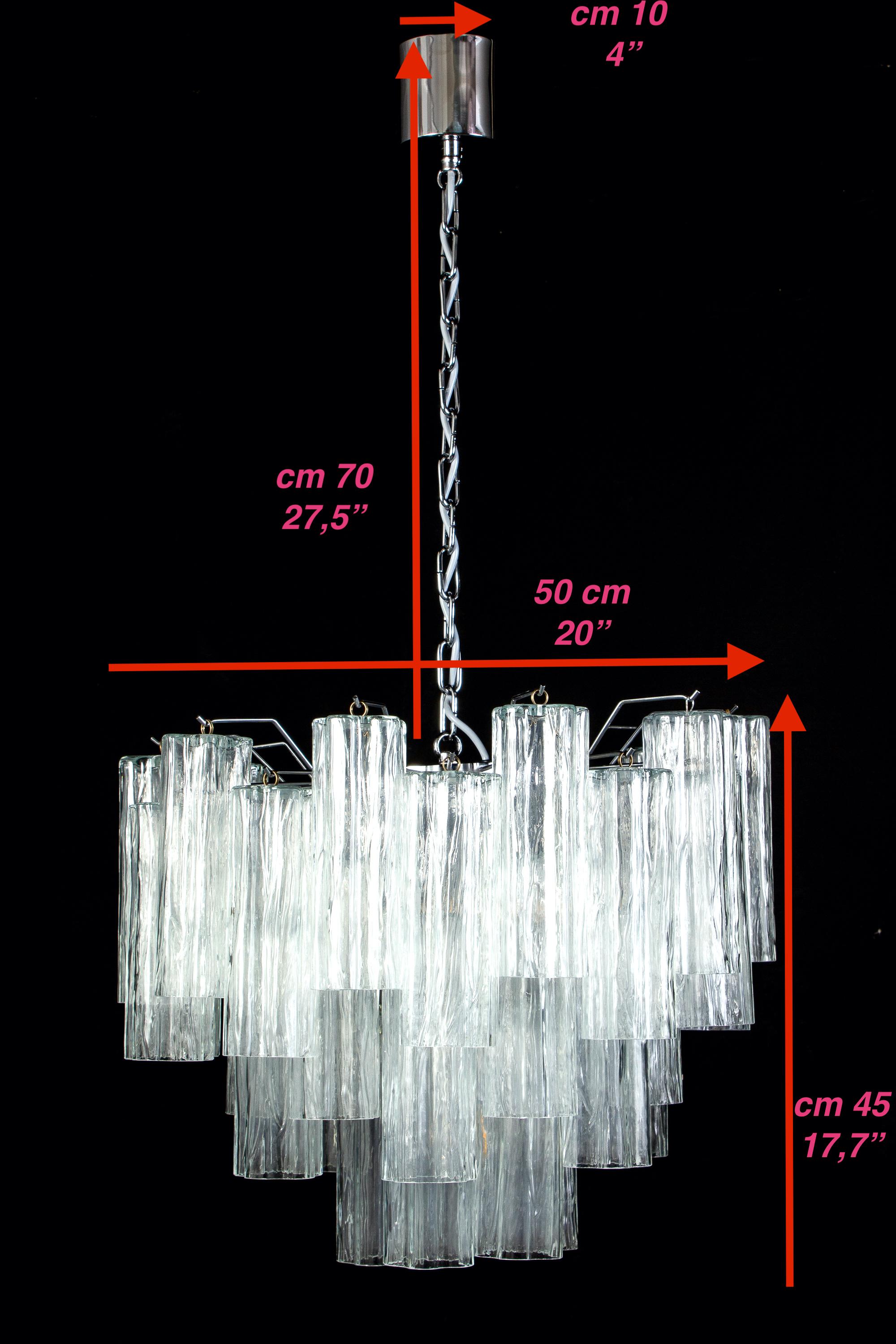 Italian Murano Glass Amber and Ice Tronchi Chandelier For Sale