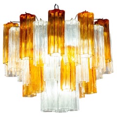 Murano Glass Amber and Ice Tronchi Chandelier