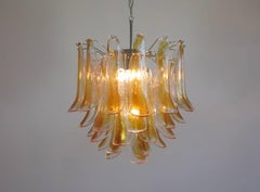 Murano Glass Amber Petals Chandelier by Mazzega, 1970s