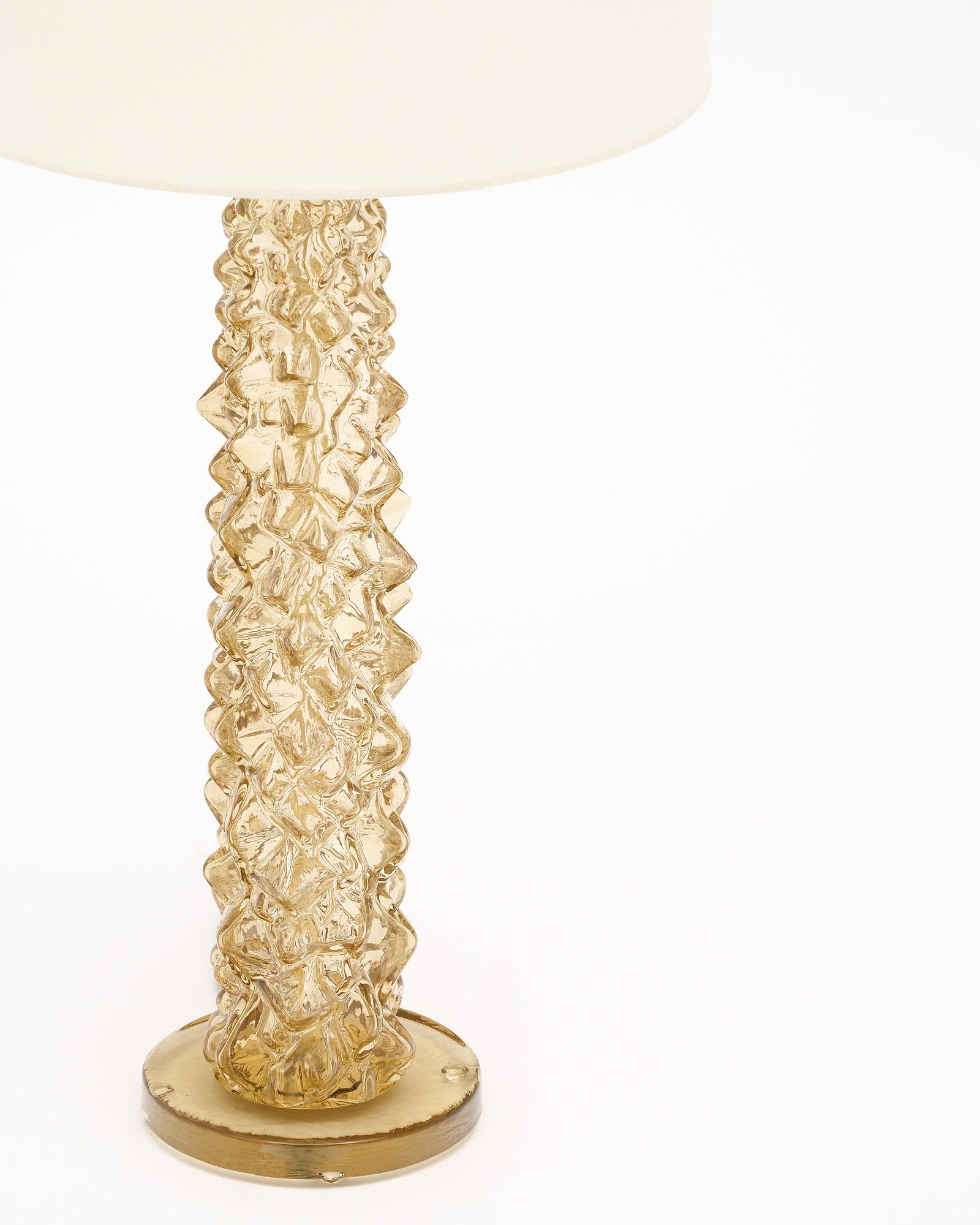 Contemporary Murano Glass Amber Rostrate Lamps For Sale