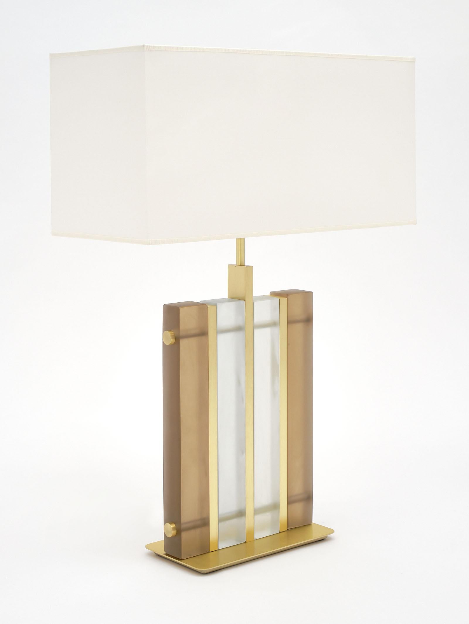 Modern Murano Glass Amber “Tormalina” Slab Lamps For Sale