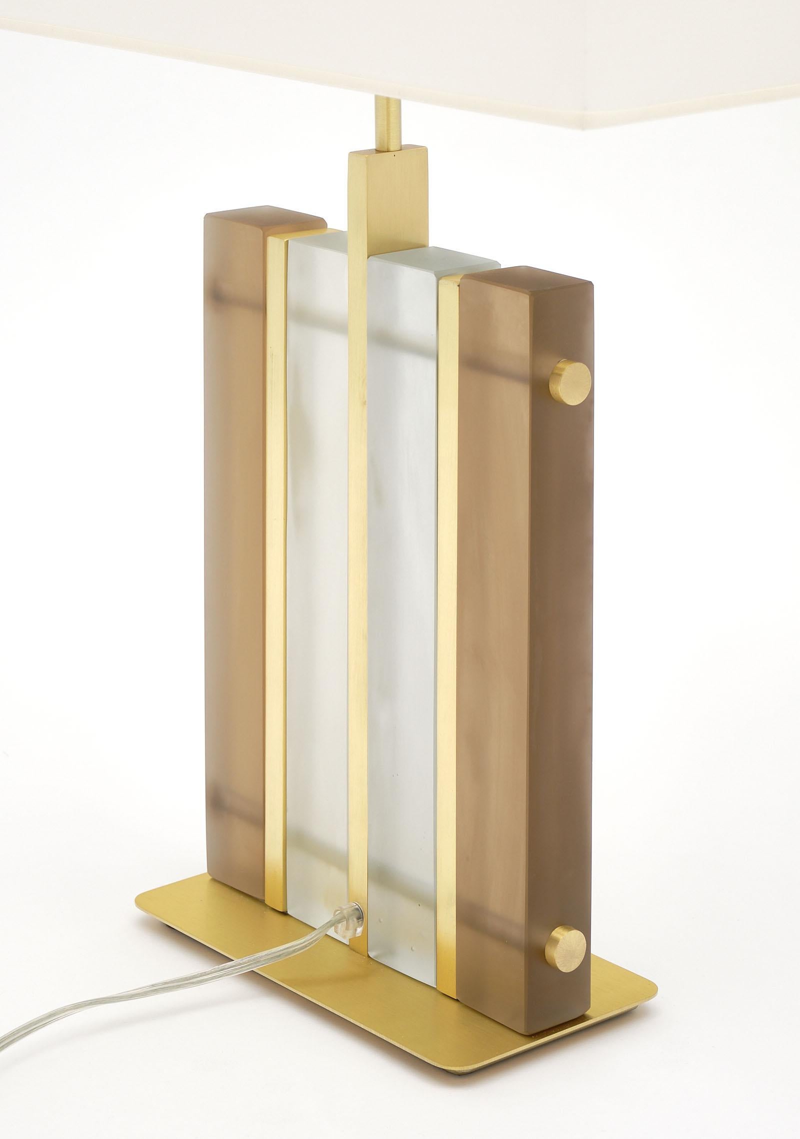 Murano Glass Amber “Tormalina” Slab Lamps For Sale 1