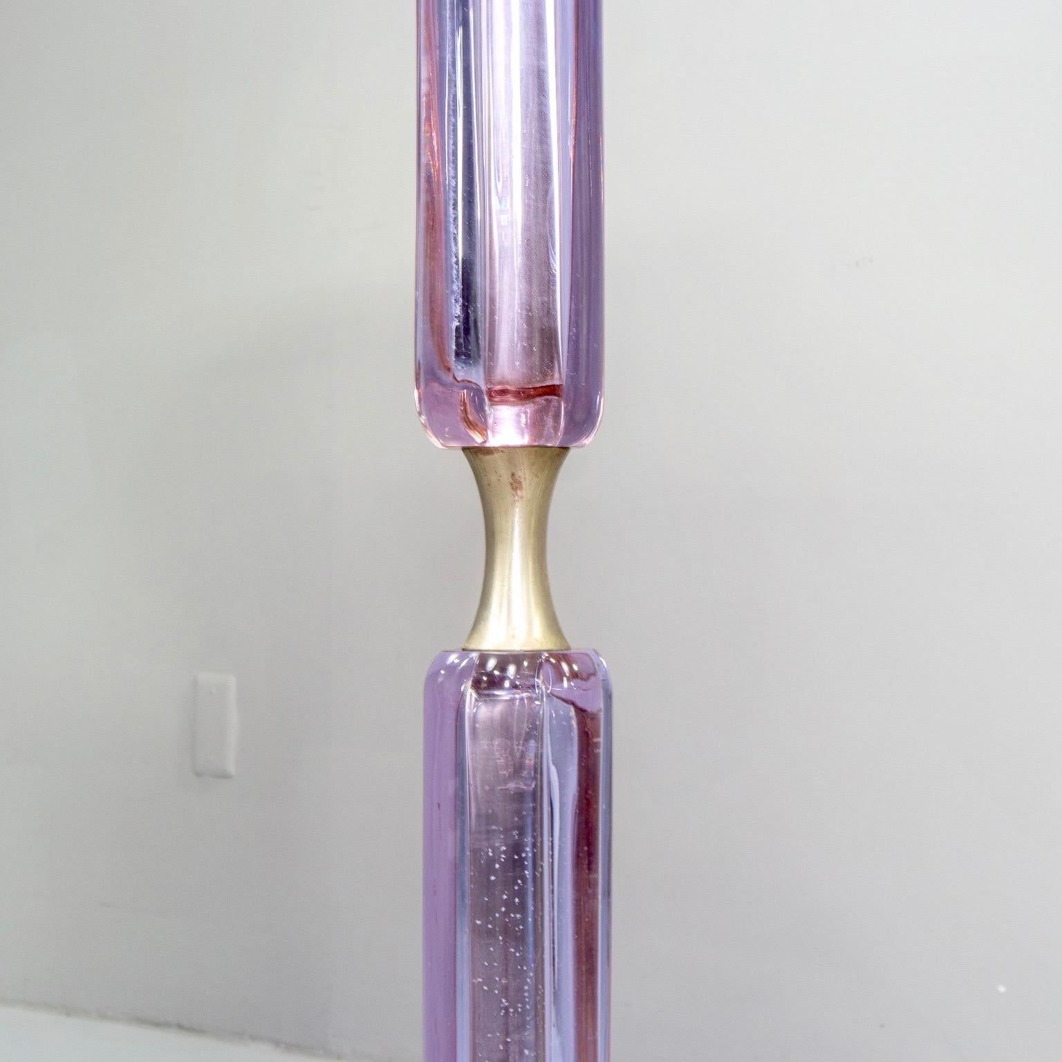 Italian Murano Glass Amethyst and Pink Glass Floor Lamp Attributed to Venini