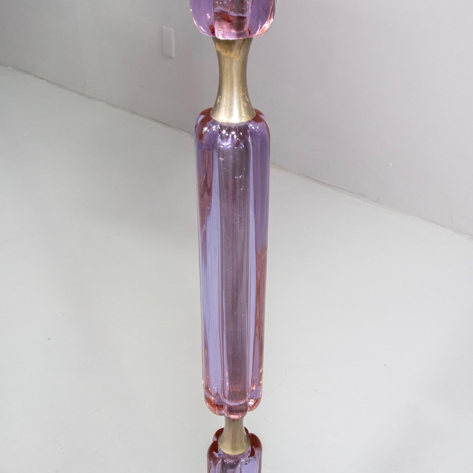 Metal Murano Glass Amethyst and Pink Glass Floor Lamp Attributed to Venini