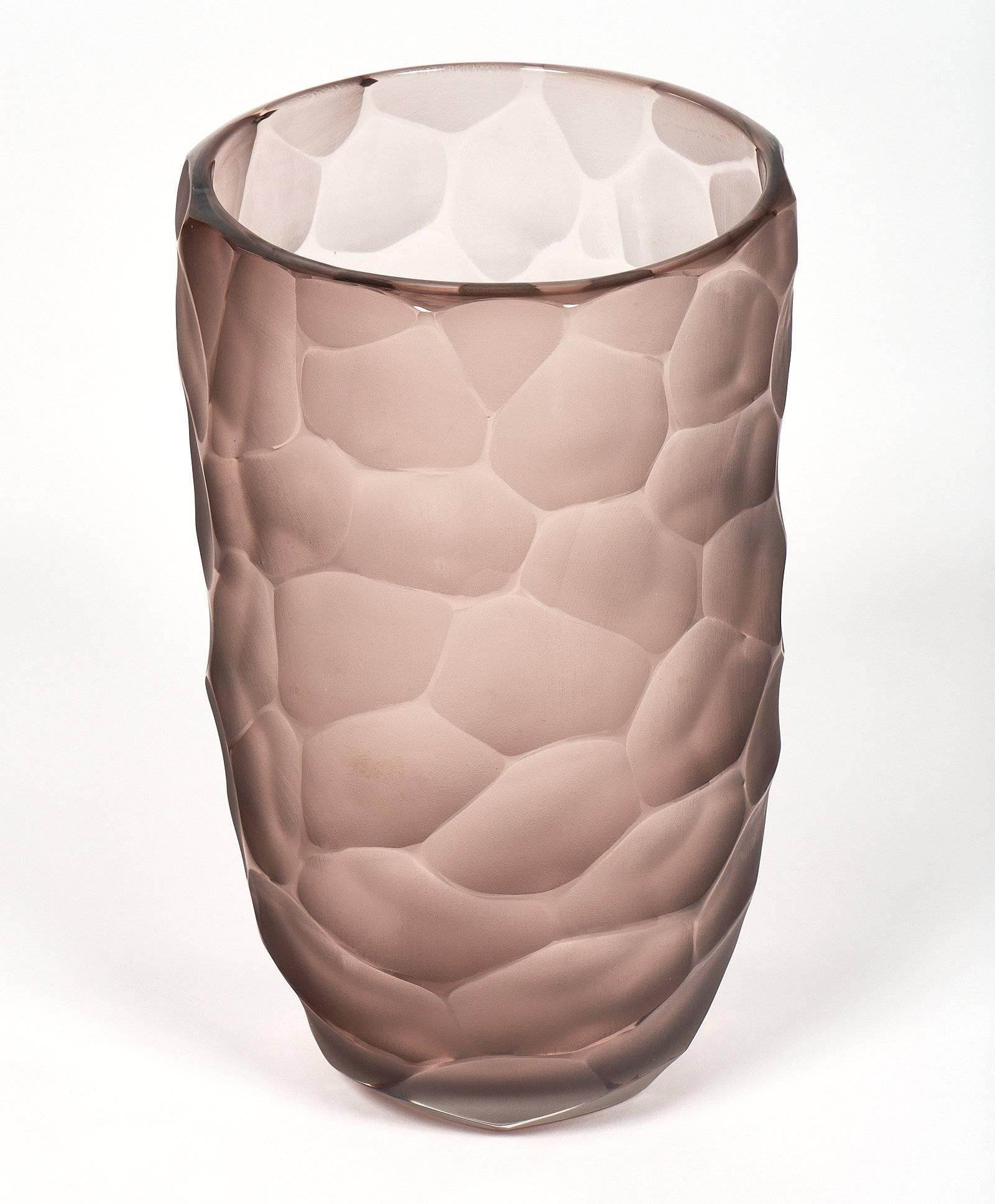 Italian Murano Glass Amethyst “Battuto” Vase
