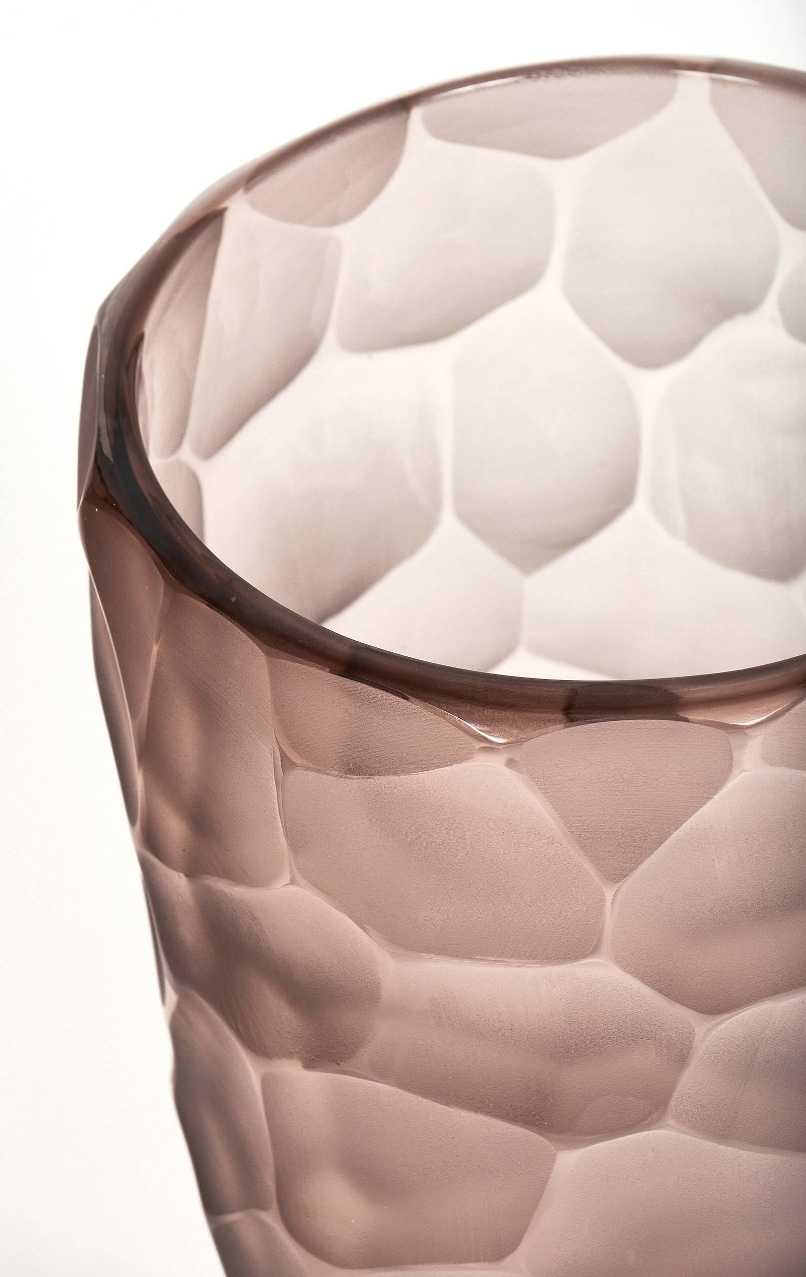 Contemporary Murano Glass Amethyst “Battuto” Vase