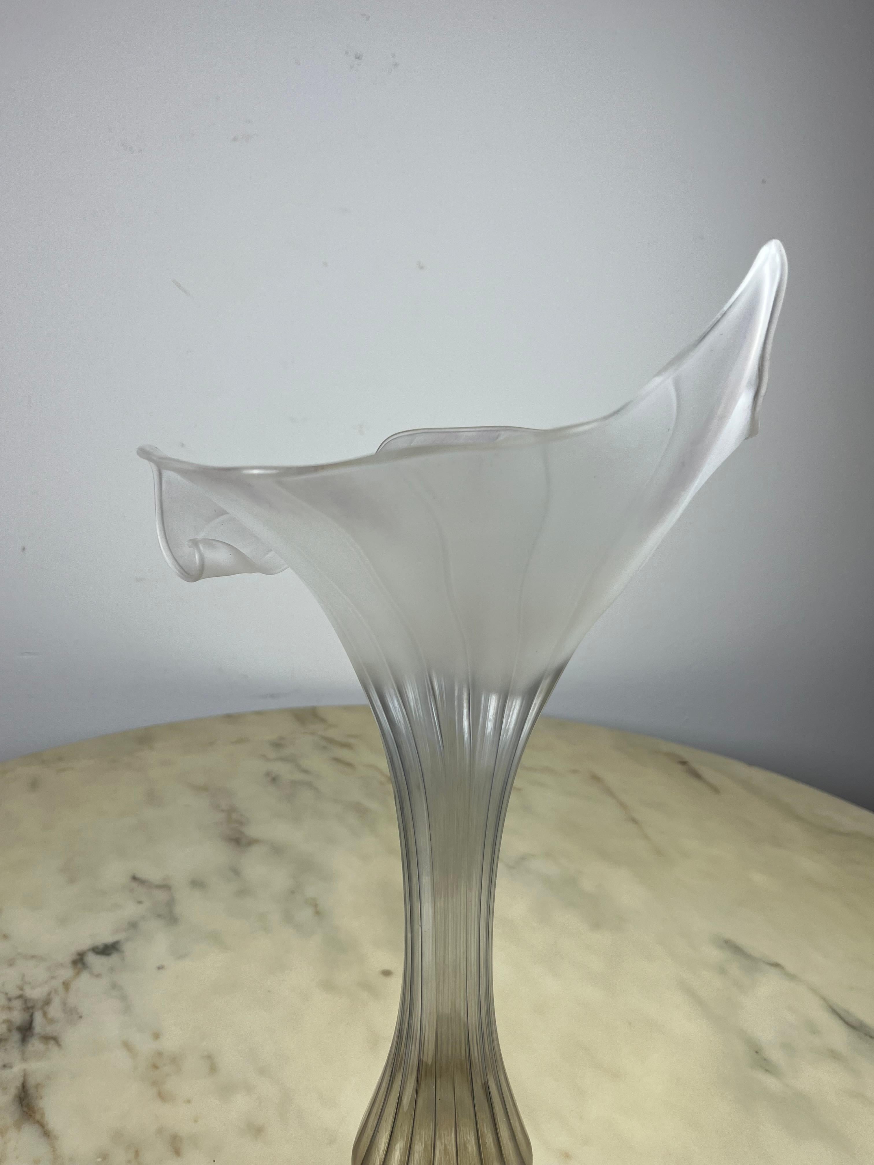 Murano Glass and 925 Silver Vase, Italy, 1960s In Good Condition For Sale In Palermo, IT