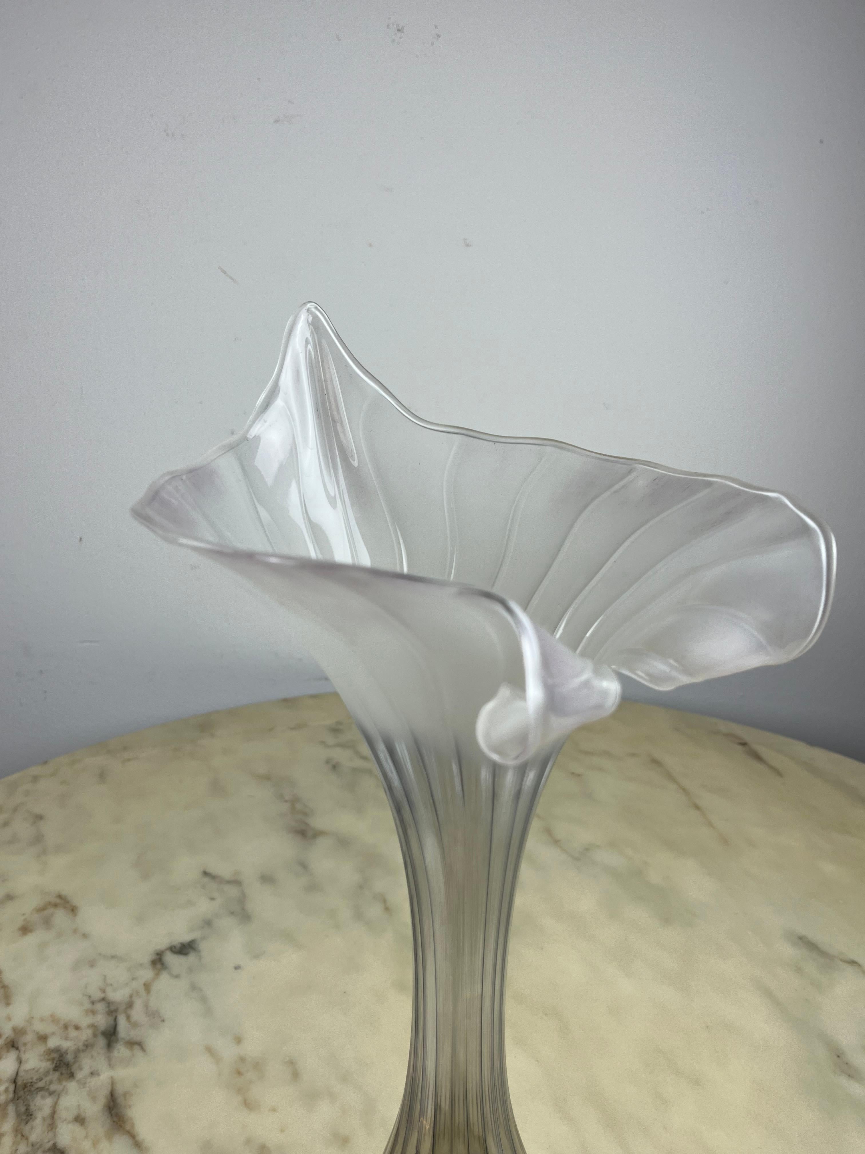 Mid-20th Century Murano Glass and 925 Silver Vase, Italy, 1960s For Sale