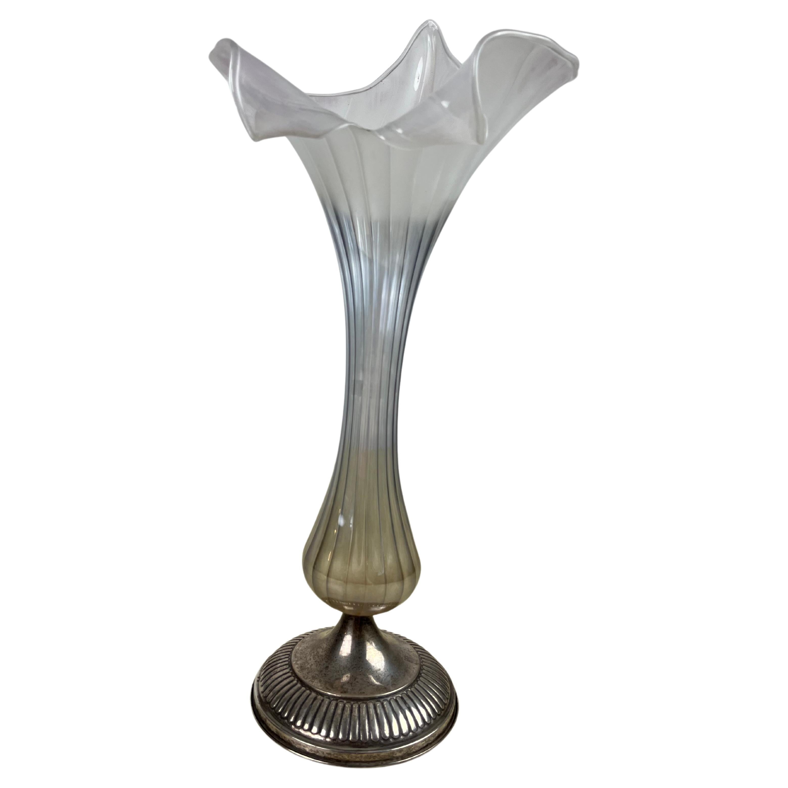 Murano Glass and 925 Silver Vase, Italy, 1960s