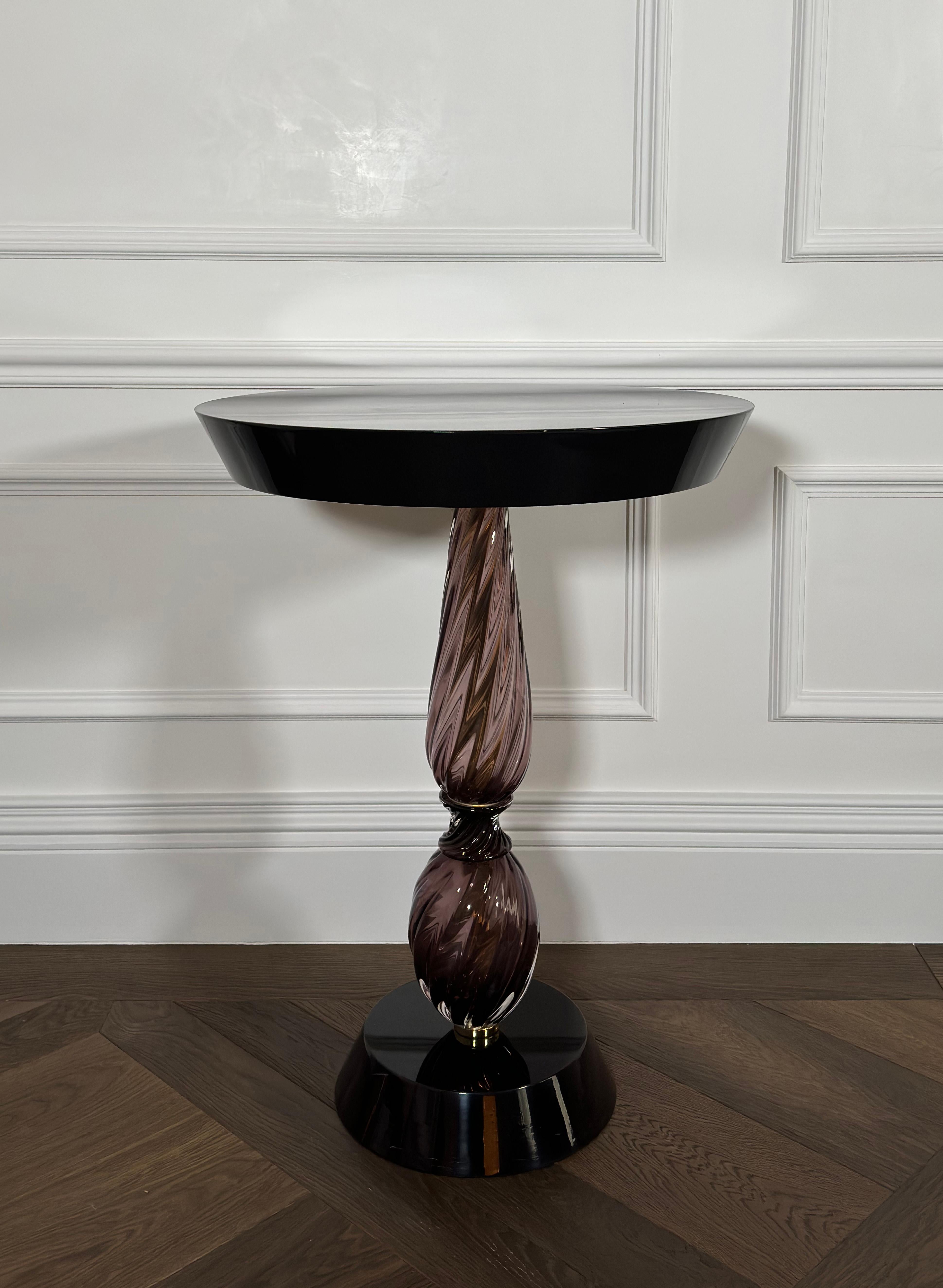 'Palazzo' Contemporary, Handmade, Murano Glass, Black Side Table by Seguso   2