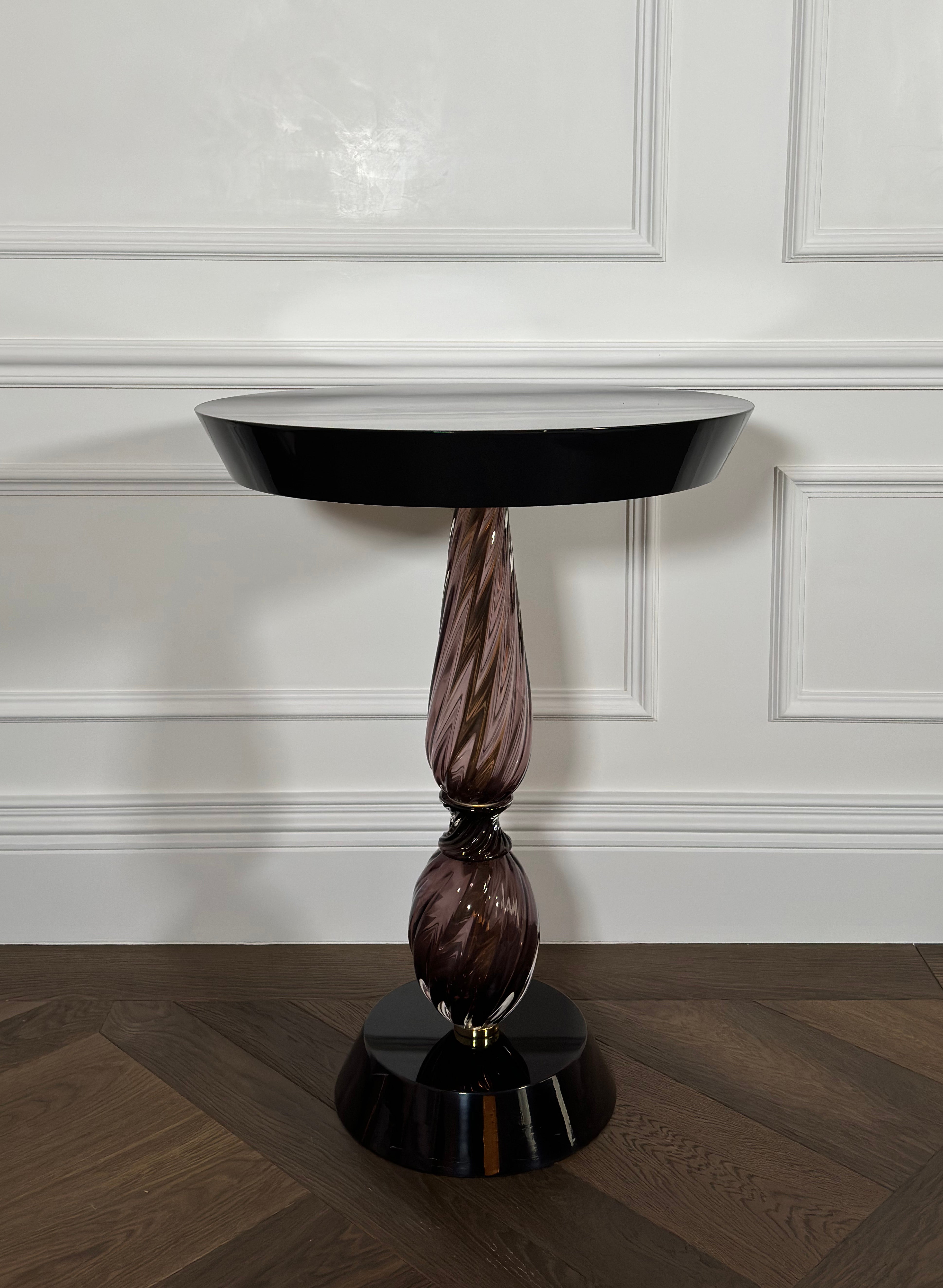 'Palazzo' Contemporary, Handmade, Murano Glass, Black Side Table by Seguso   For Sale