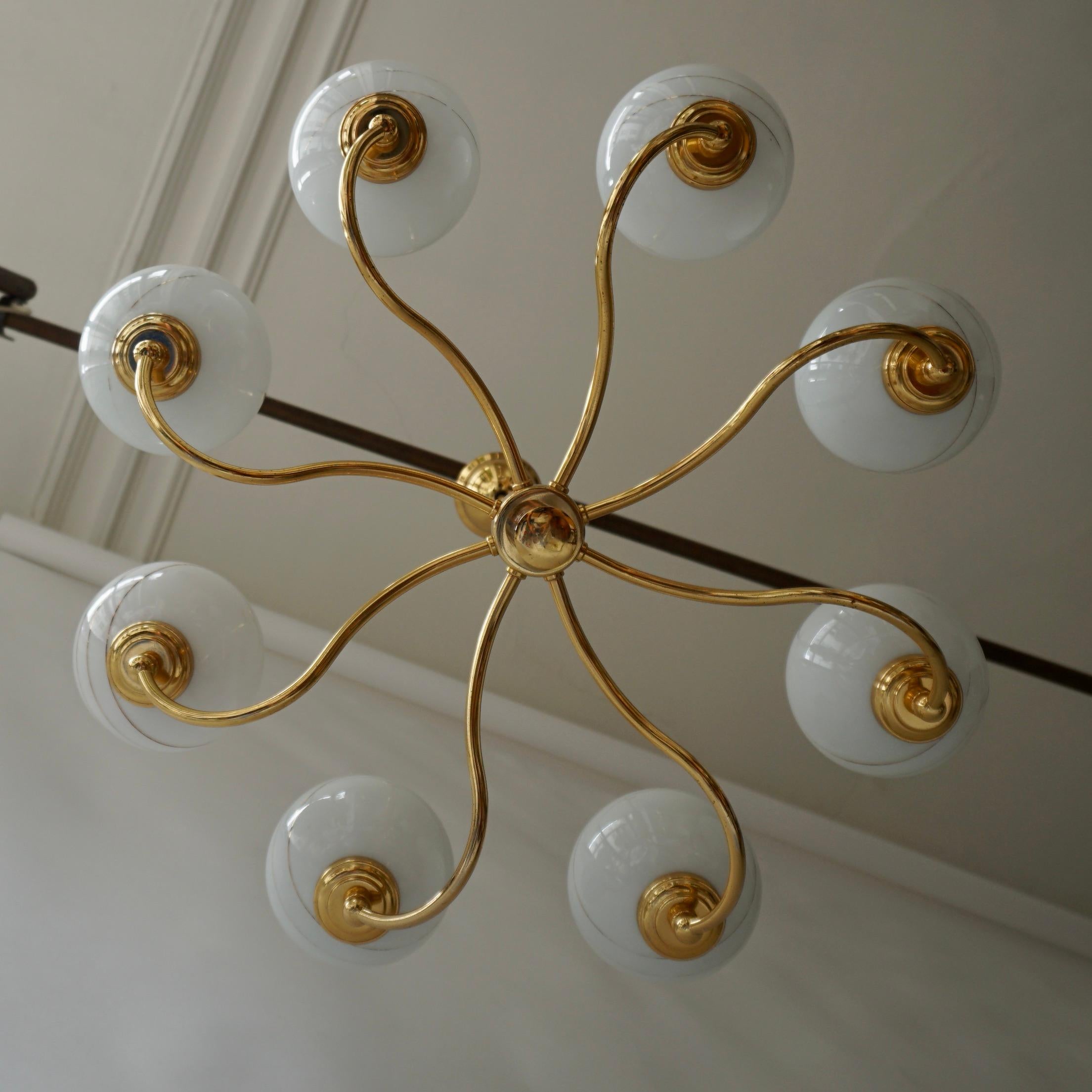 Murano Glass and Brass Chandelier, 1970s, Italy In Good Condition For Sale In Antwerp, BE
