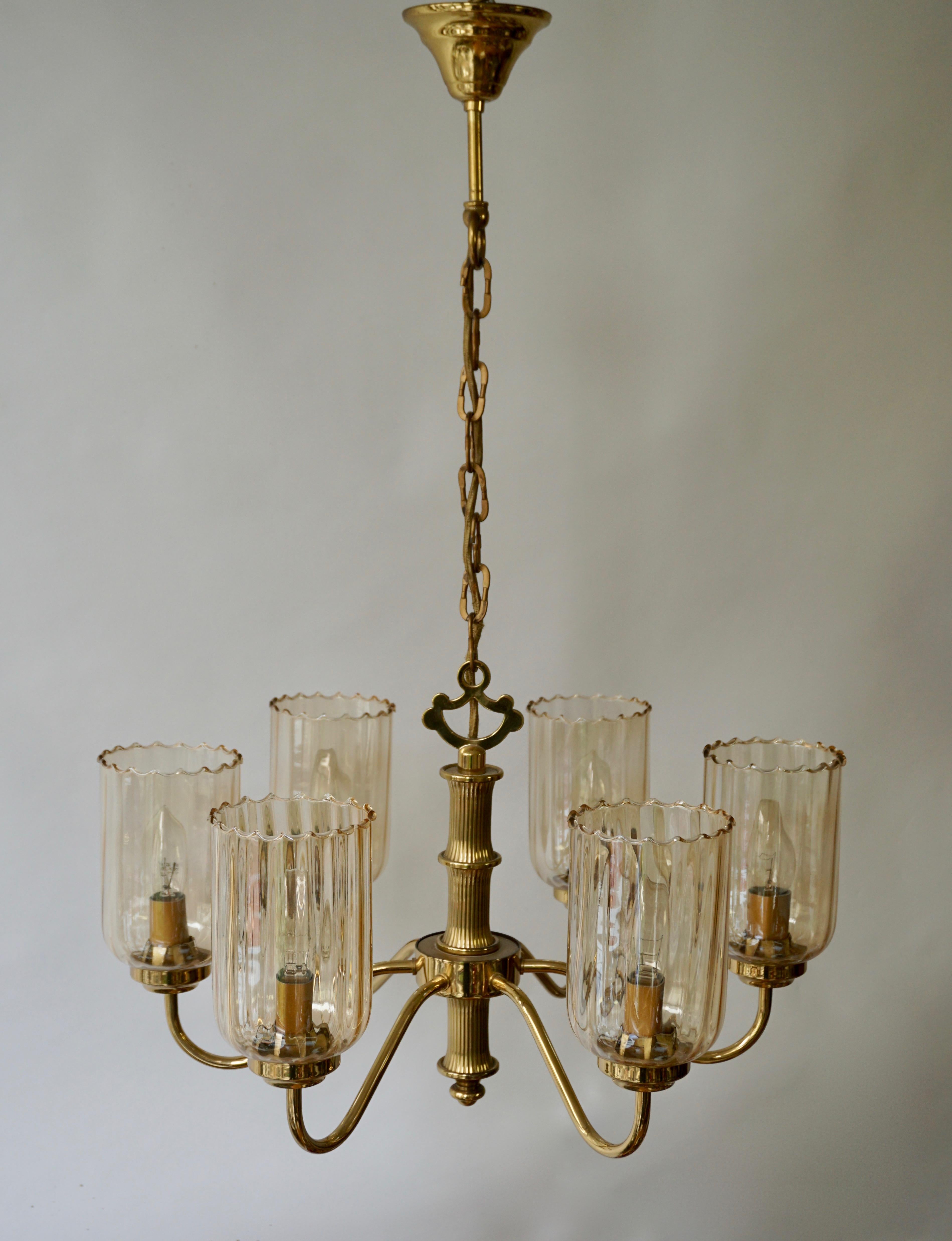 20th Century Murano Glass and Brass Chandelier 1970s Italy