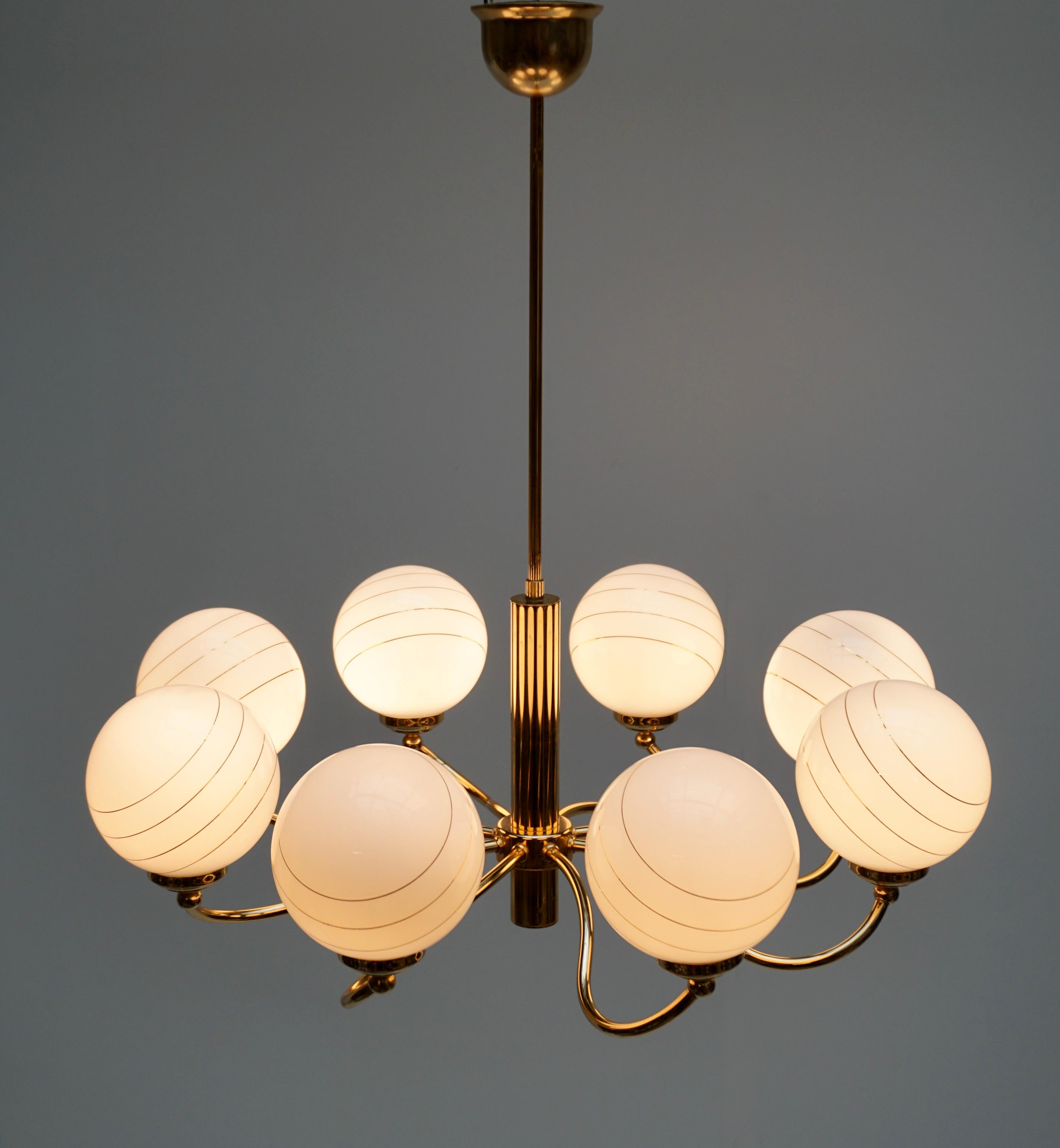Murano Glass and Brass Chandelier, 1970s, Italy 1