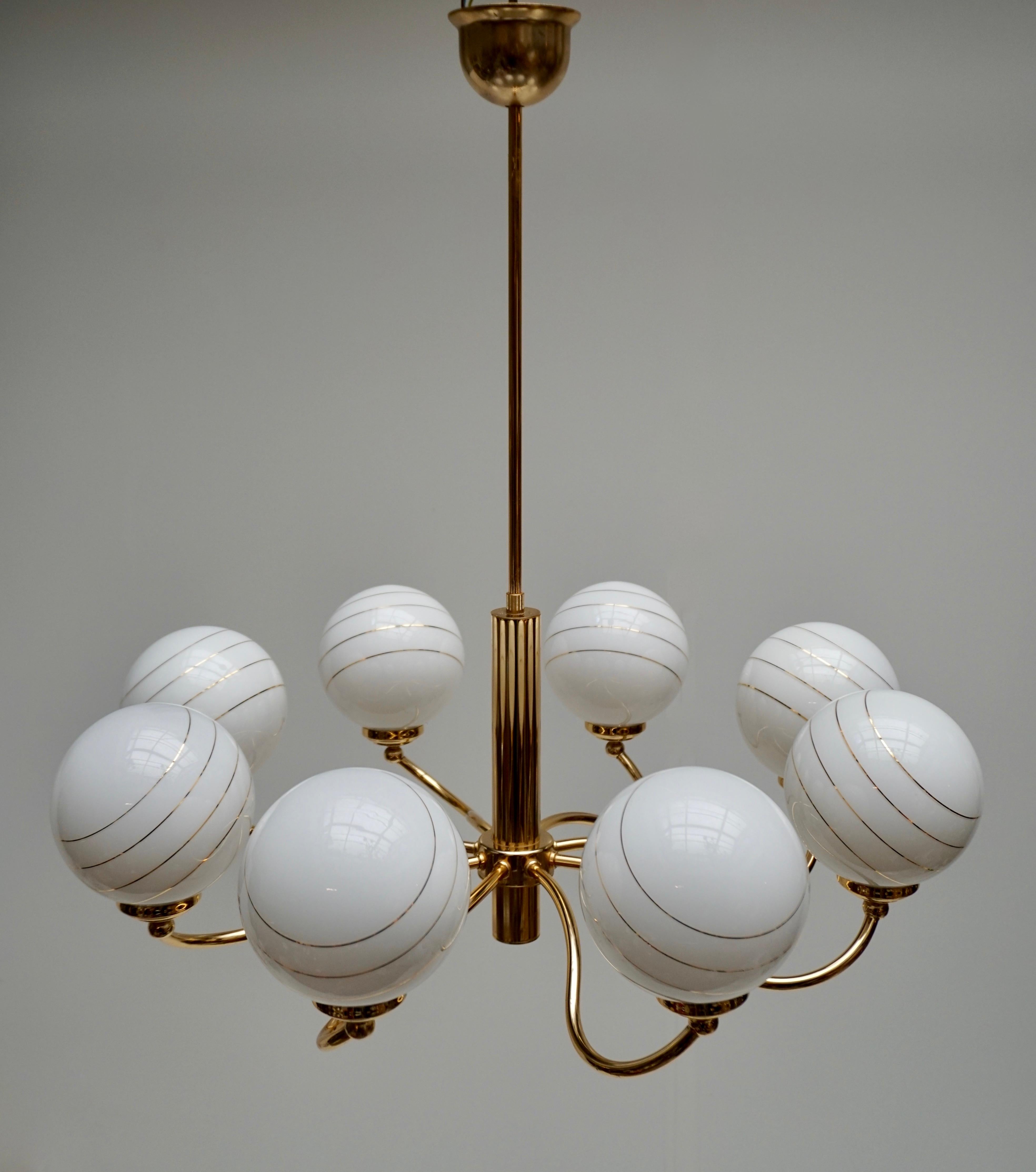 Murano Glass and Brass Chandelier, 1970s, Italy 2