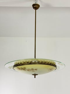 Murano glass and brass Chandelier in the style of Pietro Chiesa for Fontana Arte
