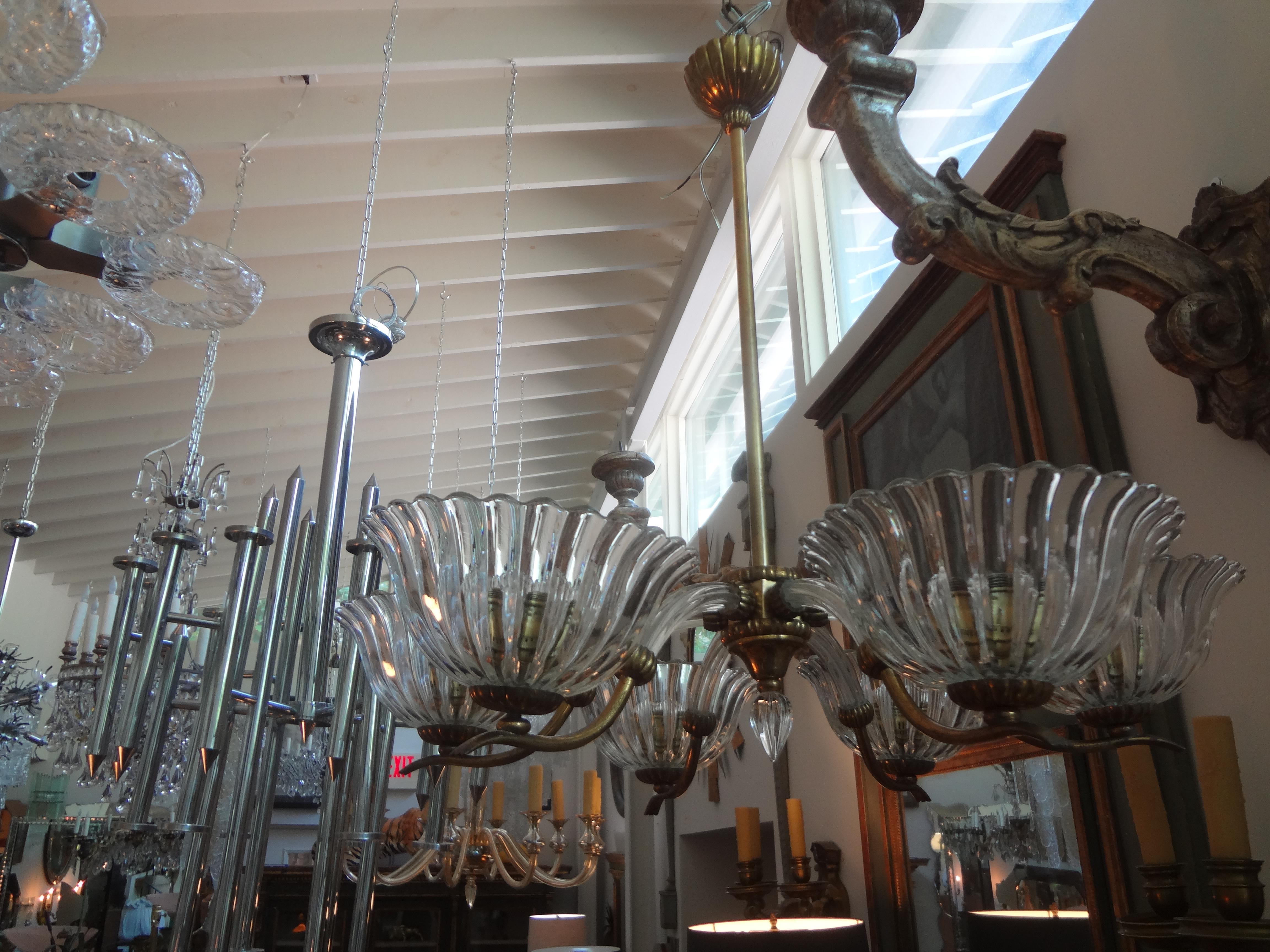 Murano Glass and Brass Chandelier by Ercole Barovier 2