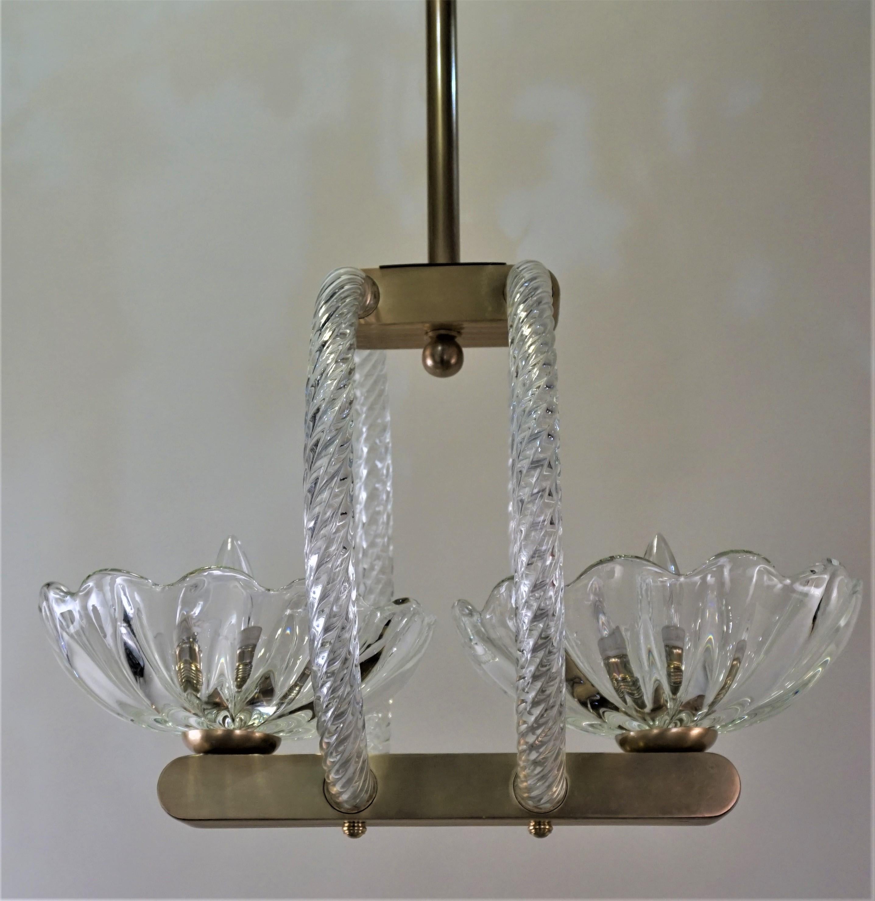 Murano Glass and Brass Chandelier by Ercole Barovier 4