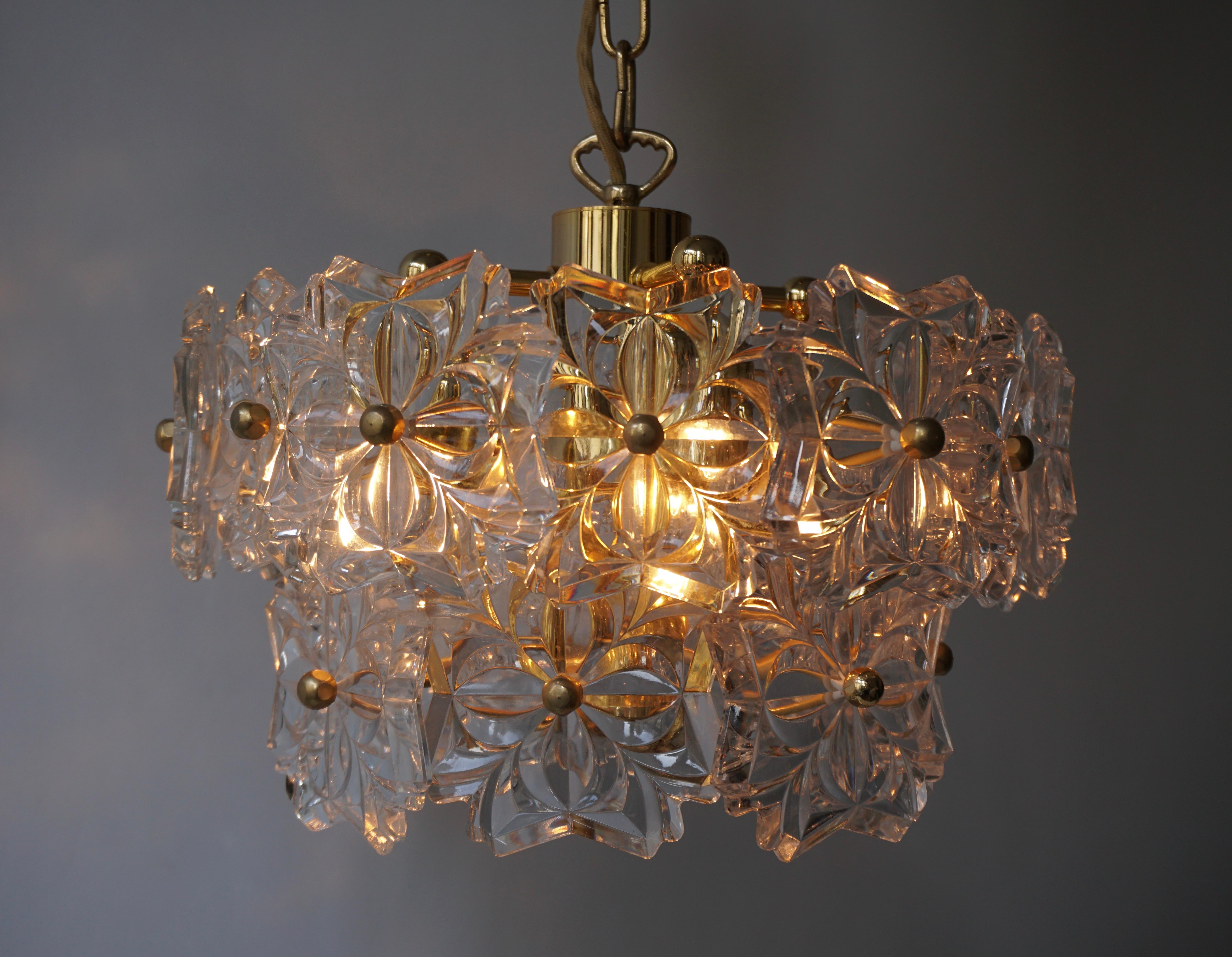 Murano Glass and Brass Chandelier For Sale 4