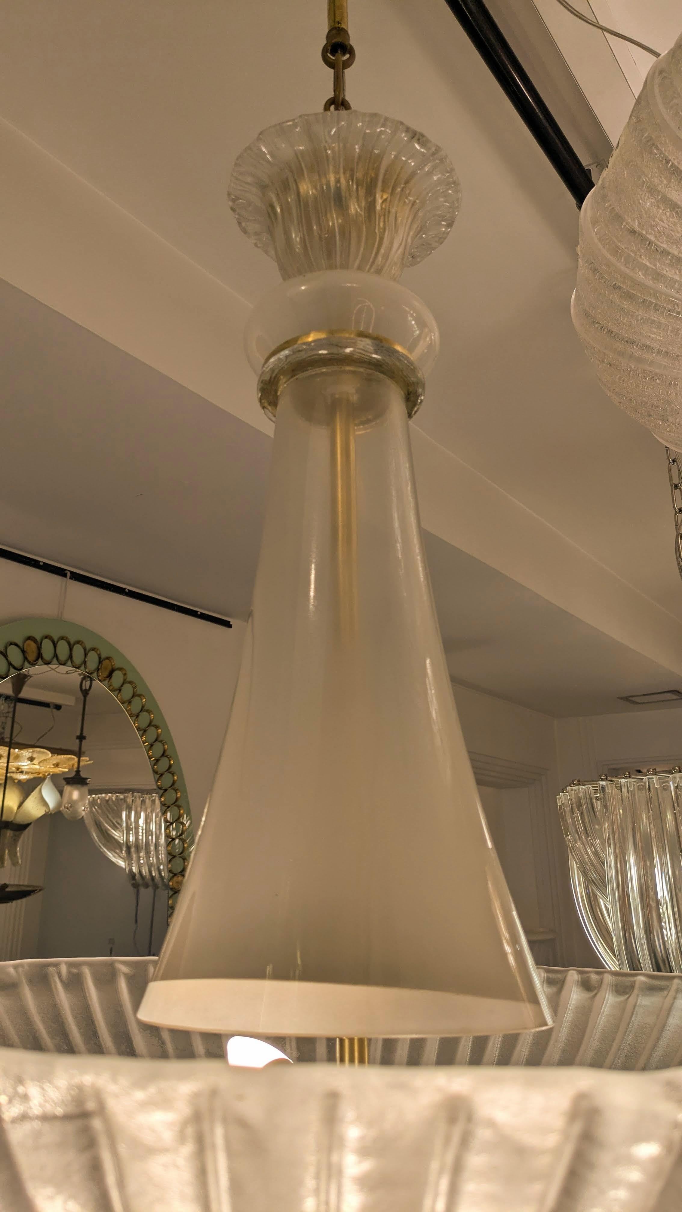 Lampadario in vetro di Murano e ottone in vendita 5