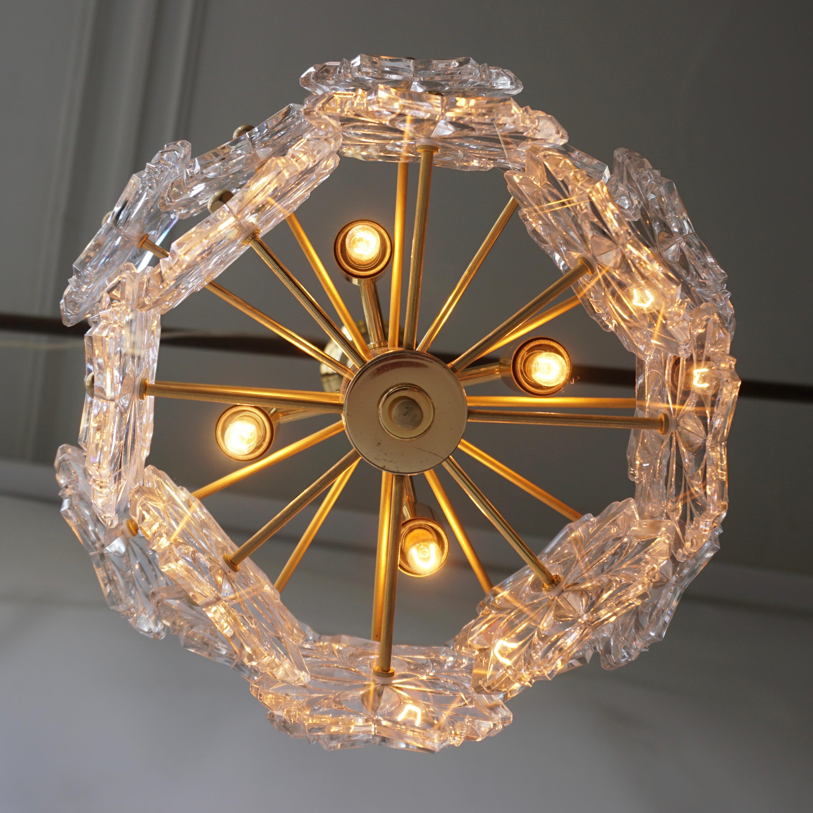 Murano Glass and Brass Chandelier For Sale 8