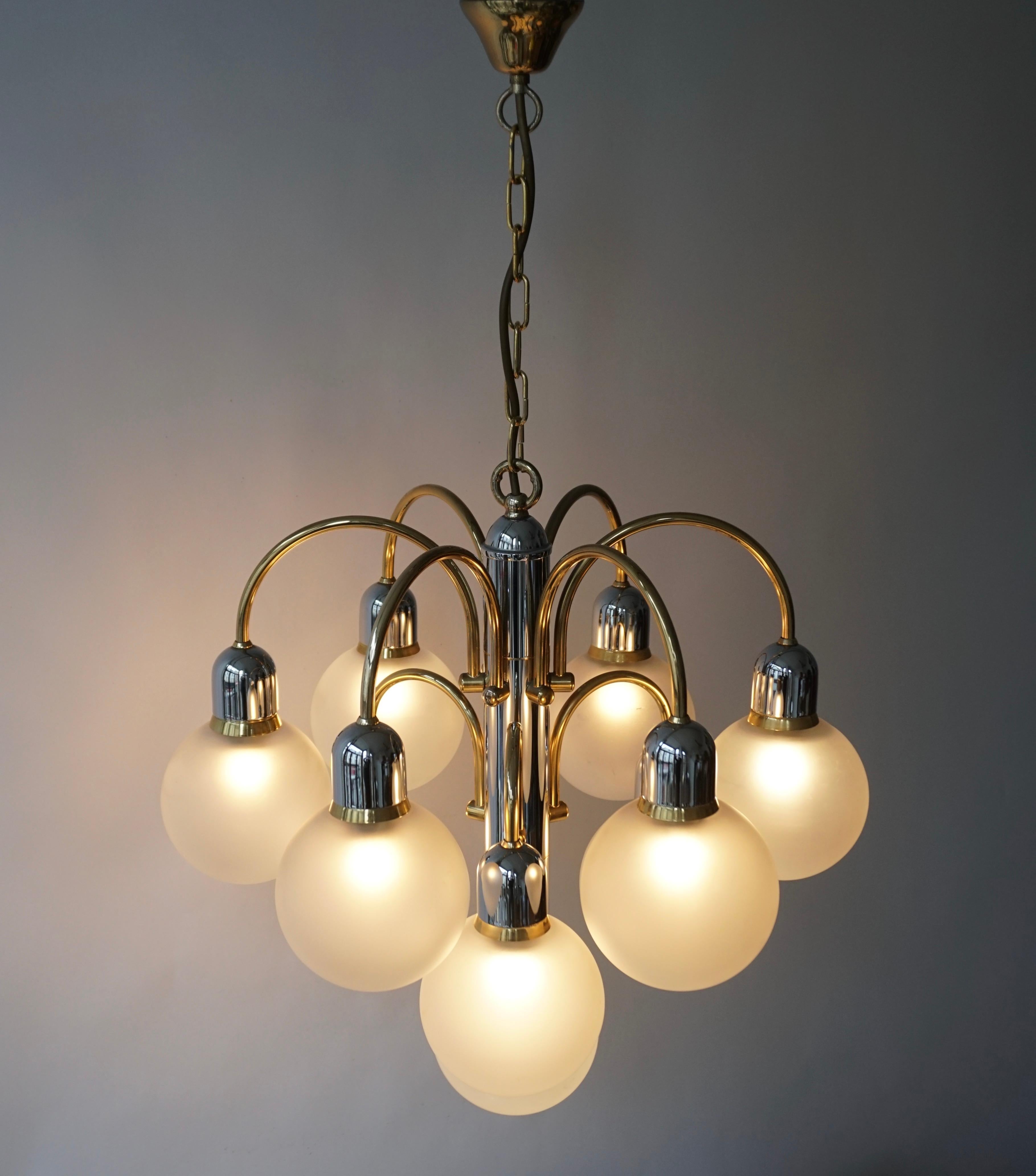 Murano Glass and Brass Chandelier For Sale 10