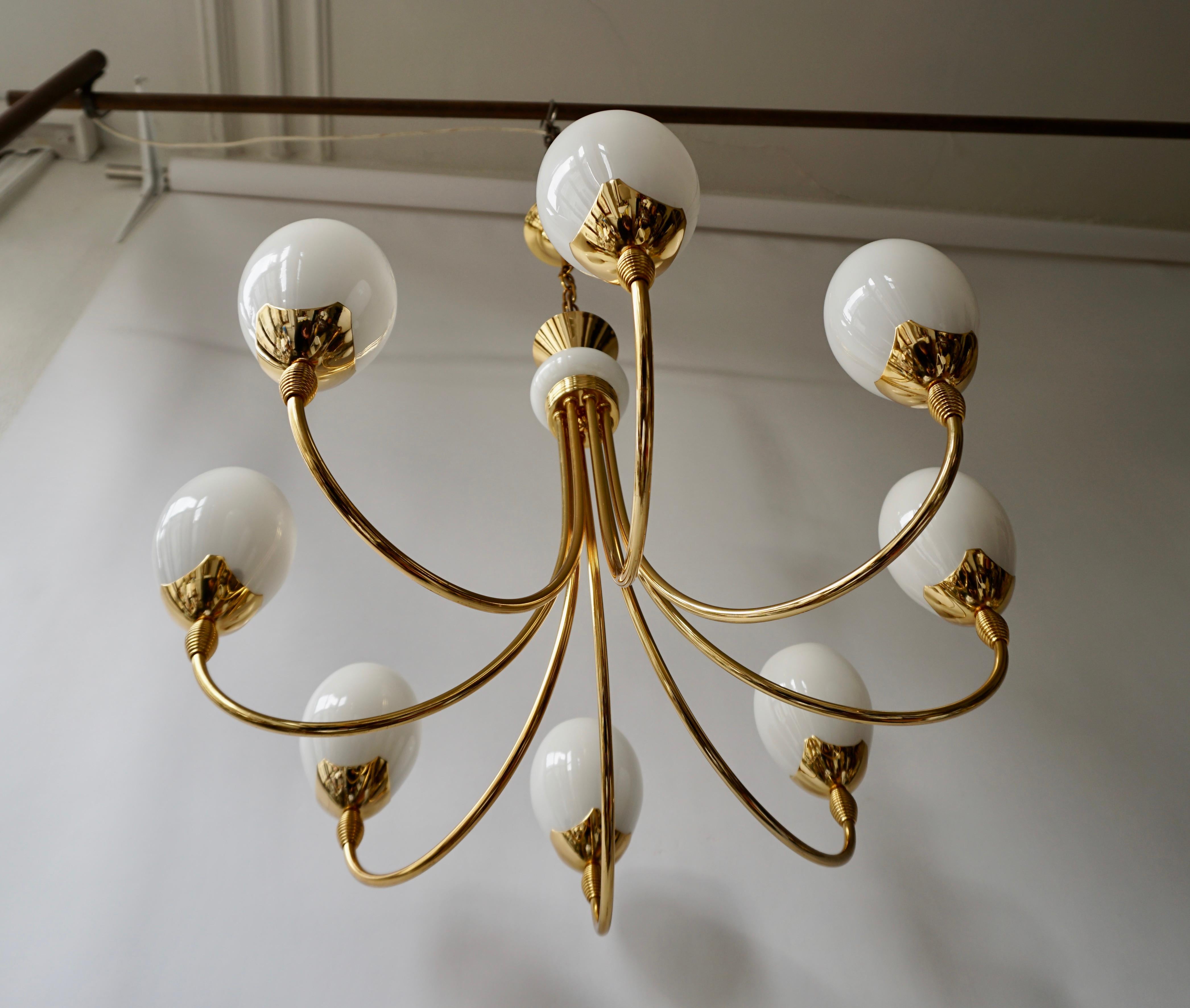 Italian Murano Glass and Brass Chandelier