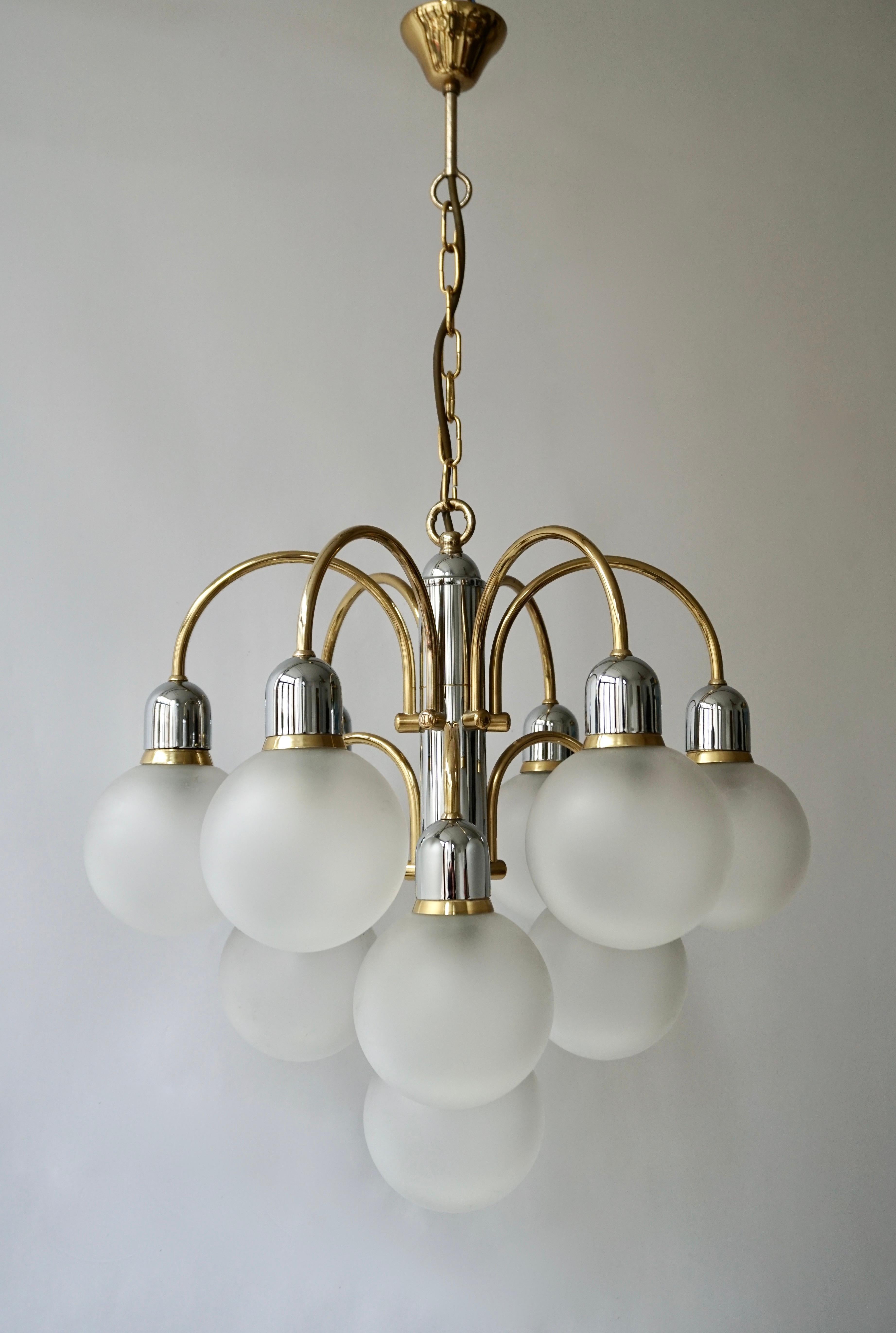 Italian Murano Glass and Brass Chandelier For Sale