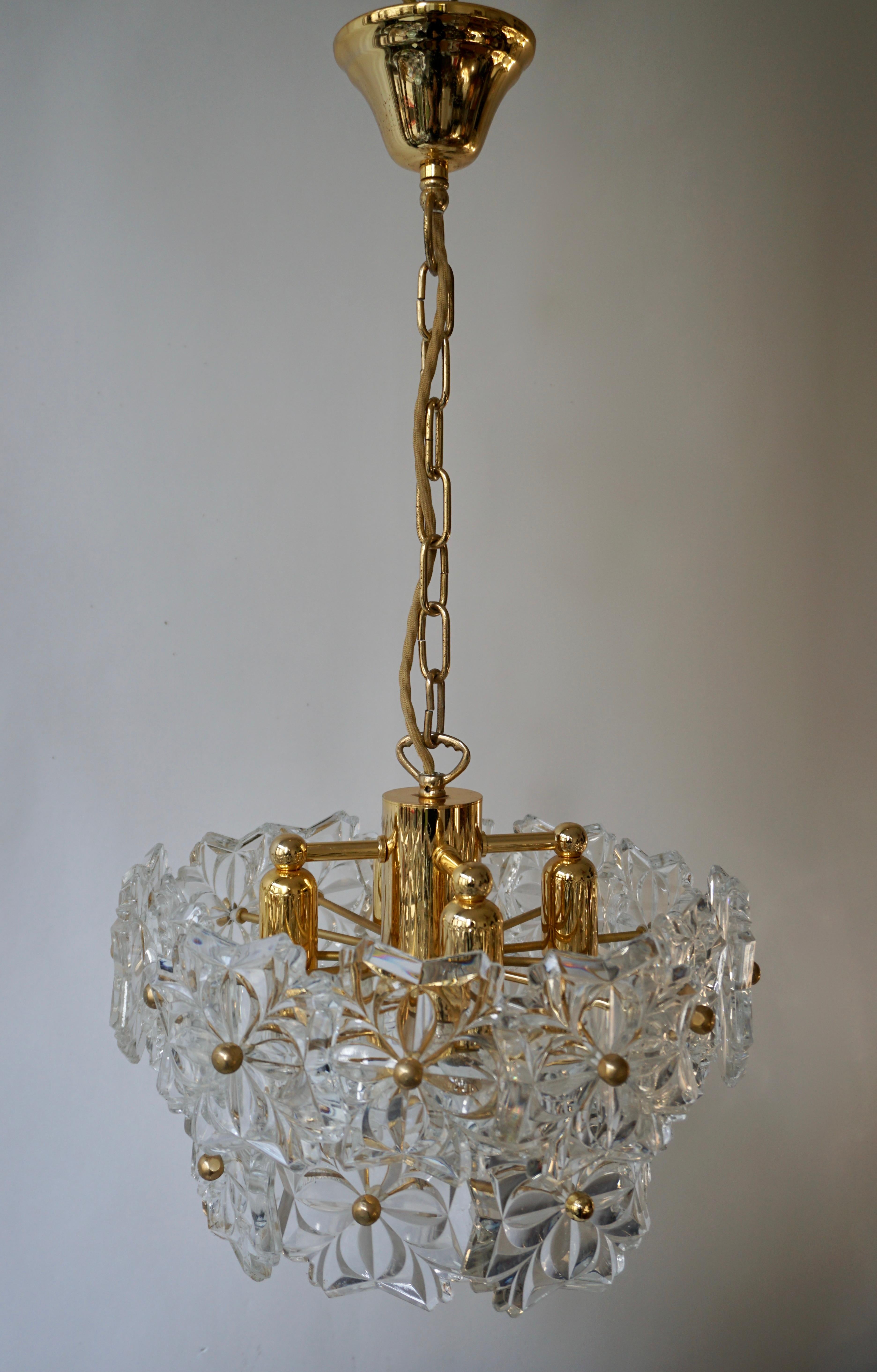 20th Century Murano Glass and Brass Chandelier For Sale
