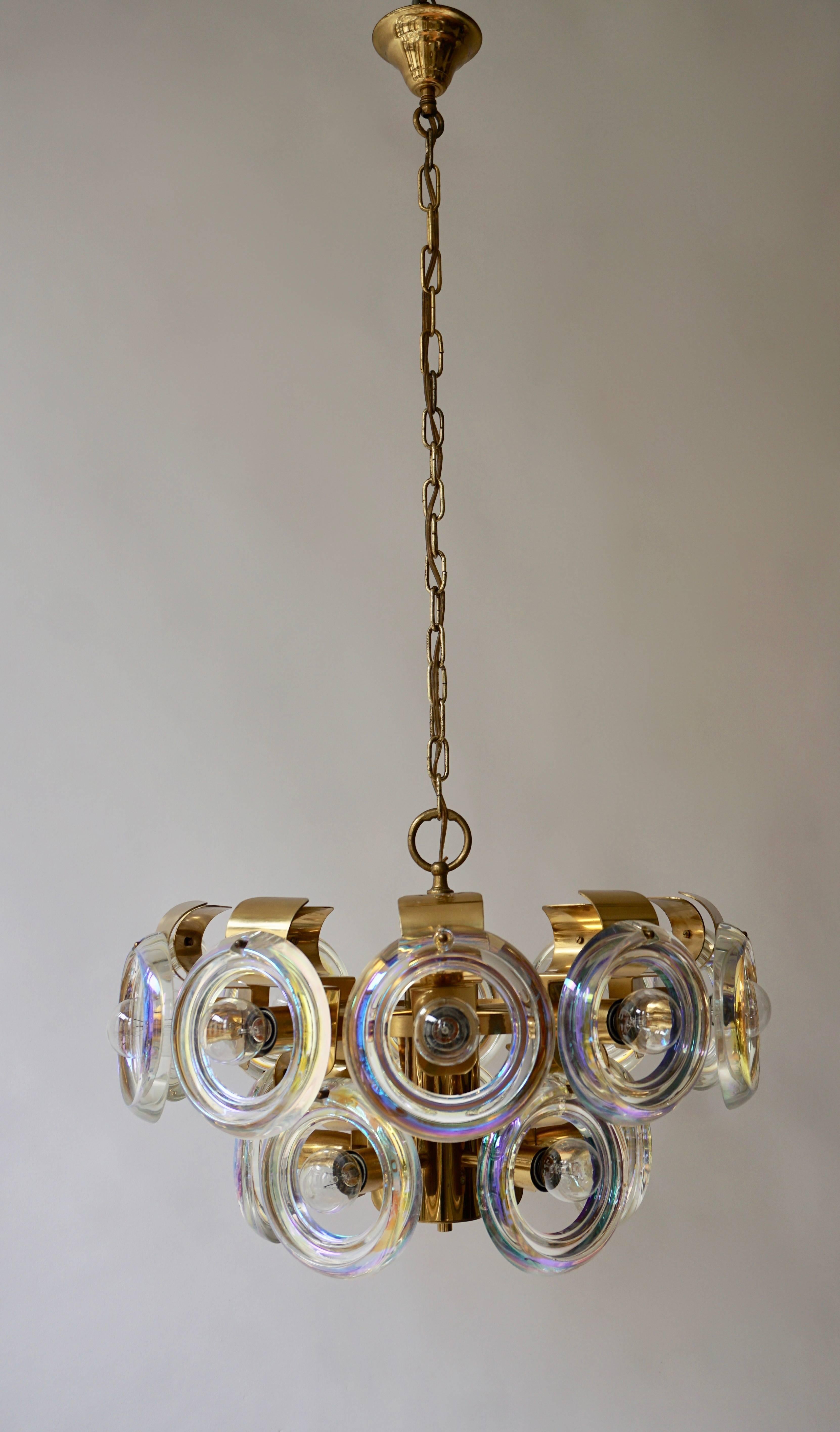 Murano Glass and Brass Chandelier For Sale 2
