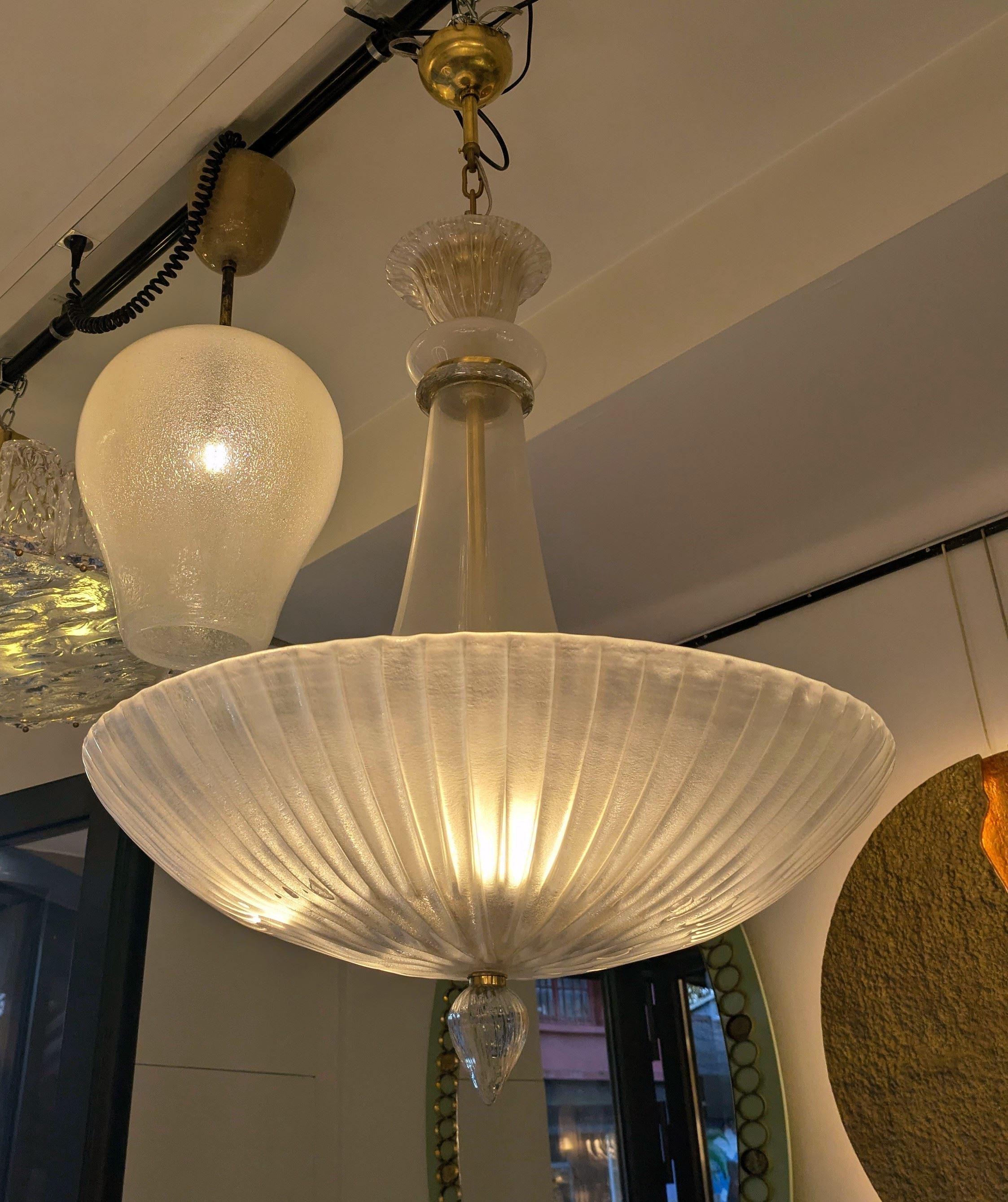 Lampadario in vetro di Murano e ottone in vendita 2