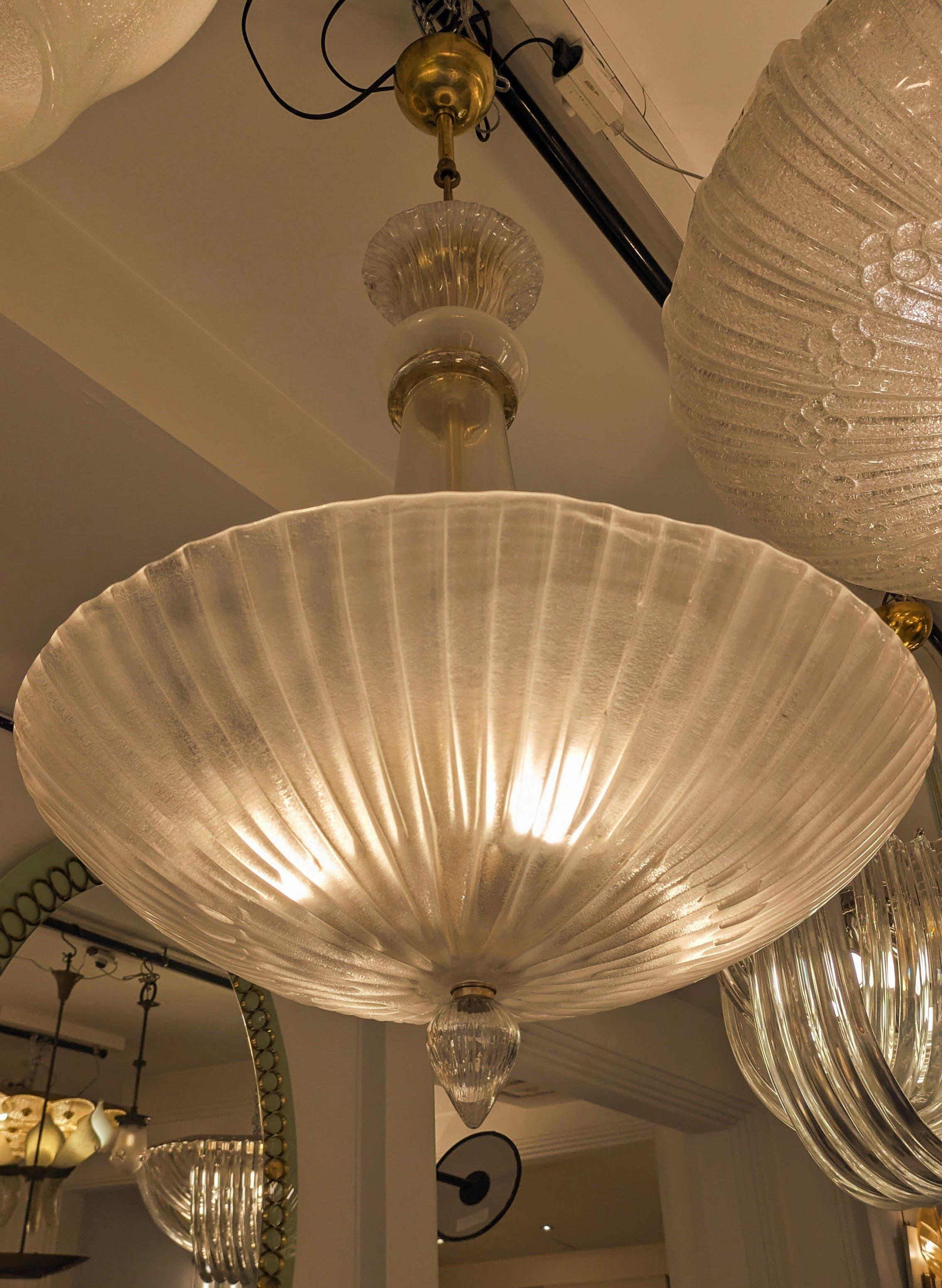 Lampadario in vetro di Murano e ottone in vendita 3