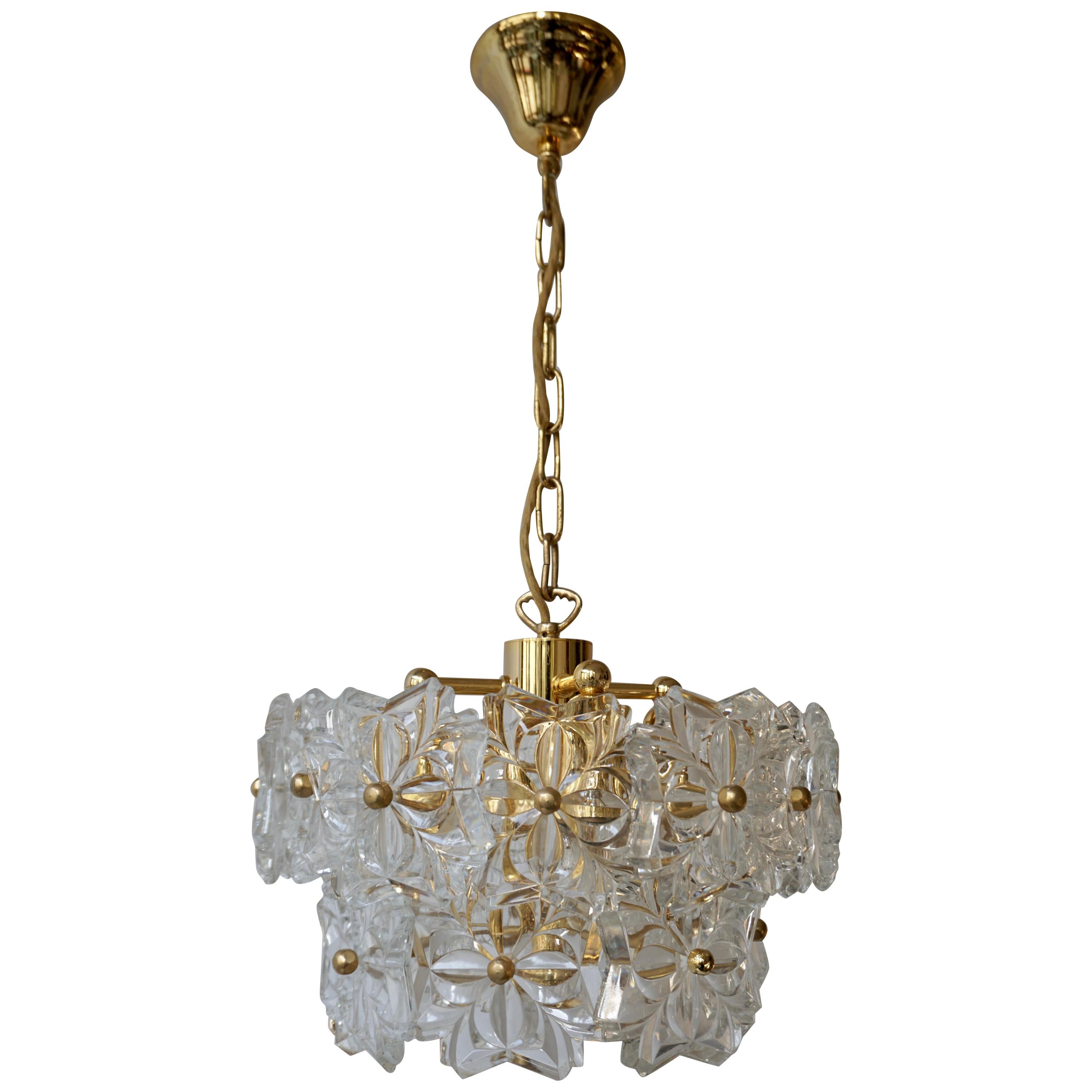 Murano Glass and Brass Chandelier