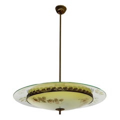 Murano glass and brass Chandelier in the style of Pietro Chiesa for Fontana Arte