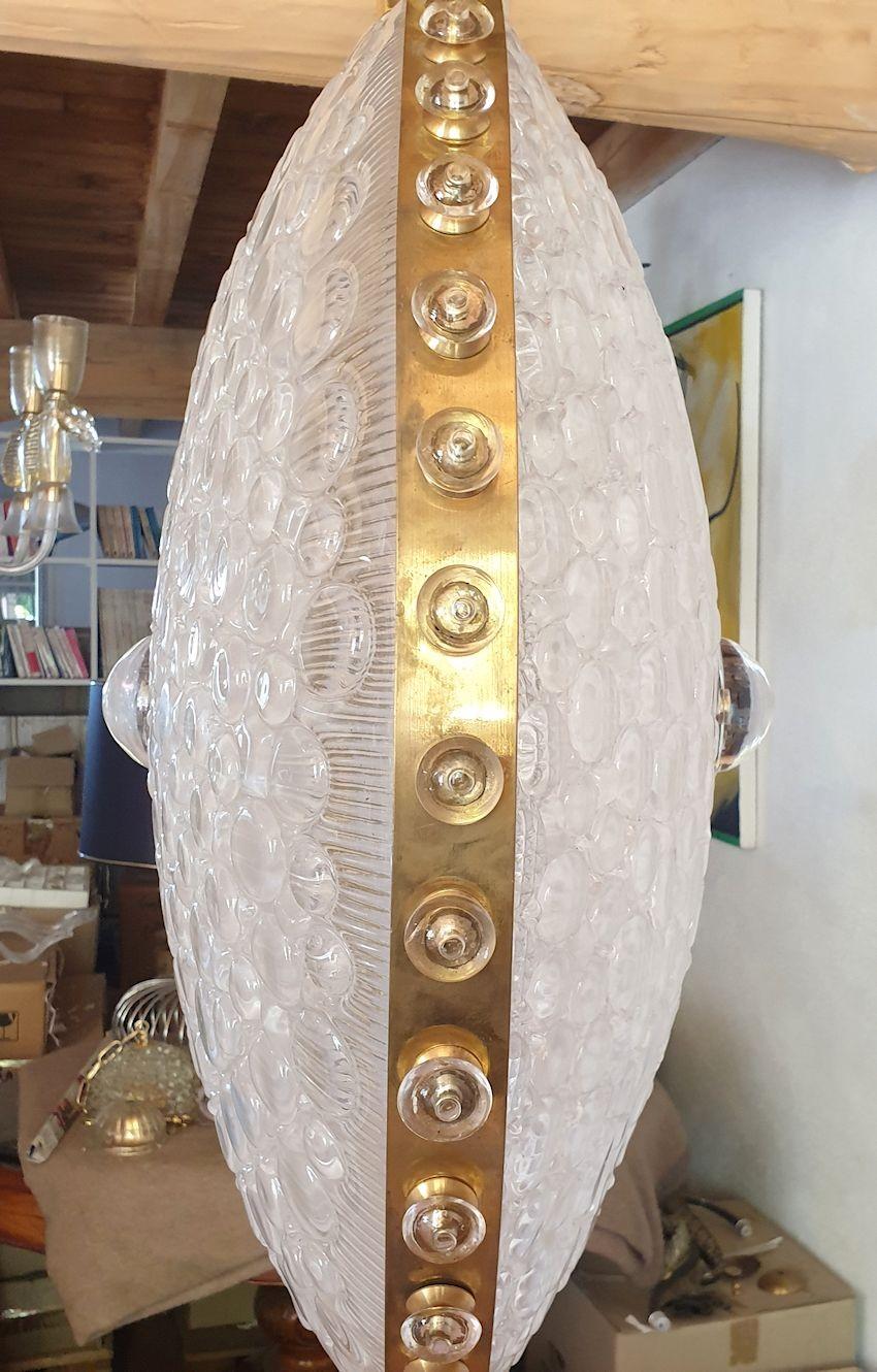 Murano Glass and Brass Chandelier, Italy For Sale 4