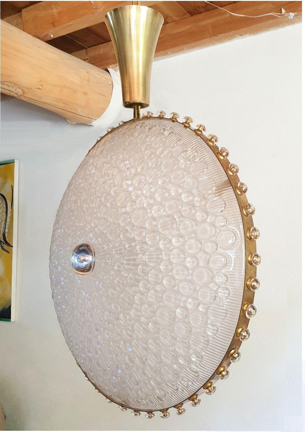 Italian Murano Glass and Brass Chandelier, Italy For Sale