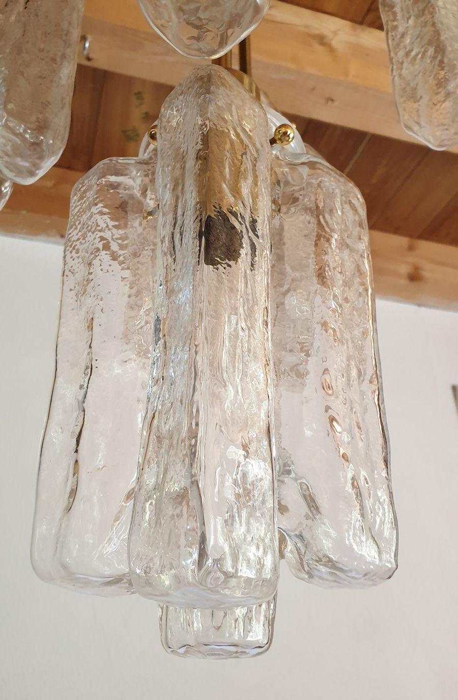 Lampadario in vetro di Murano e ottone, Kalmar in vendita 3
