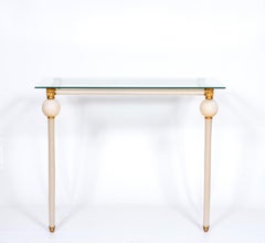 Murano Glass and Brass Console Table with Gold Leaf Inclusions, Italy, 1990s