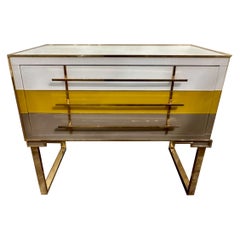 Table d'appoint design en verre de Murano et laiton