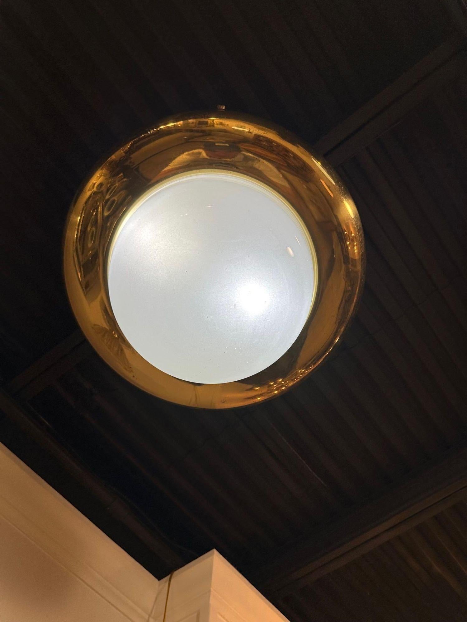 Contemporary Murano Glass and Brass Dome Light For Sale