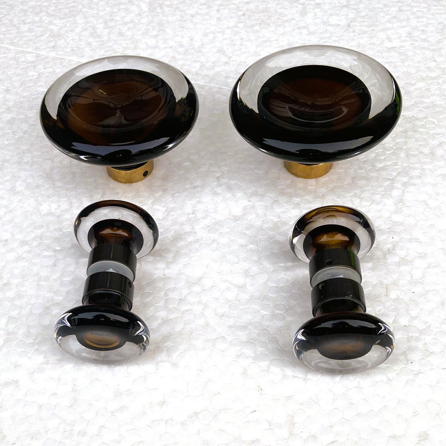 Murano Sommerst Glass and Brass Double Door Handles attributed to Seguso For Sale 10