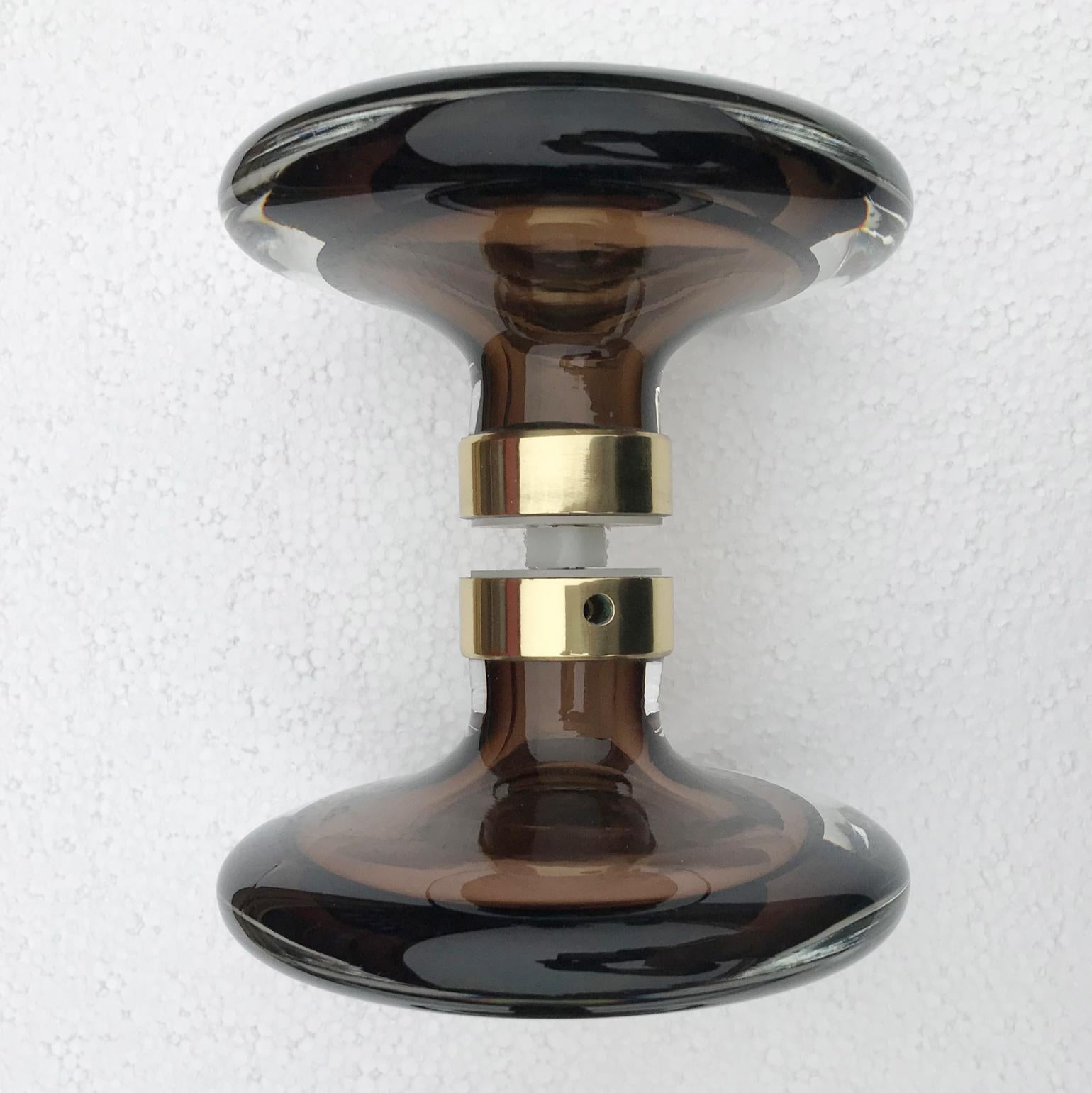 Murano Sommerst Glass and Brass Double Door Handles attributed to Seguso For Sale 1