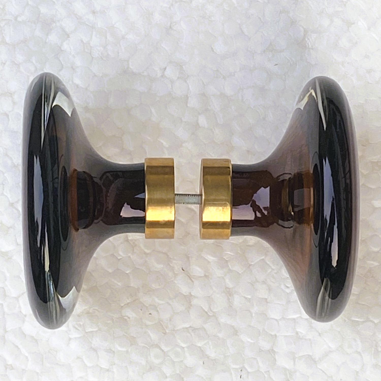 Murano Sommerst Glass and Brass Double Door Handles attributed to Seguso For Sale 2