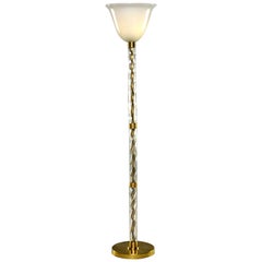 Murano Glass and Brass Floor Lamp