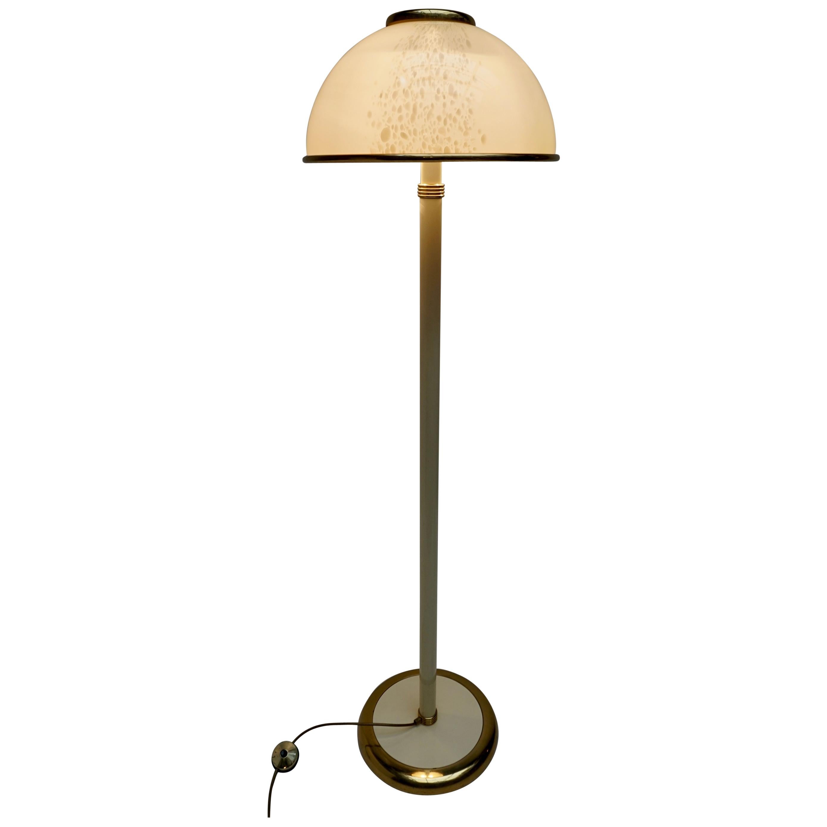1970s Italian Floor Lamp in Brass and Artistic Murano Glass by F. Fabbian For Sale