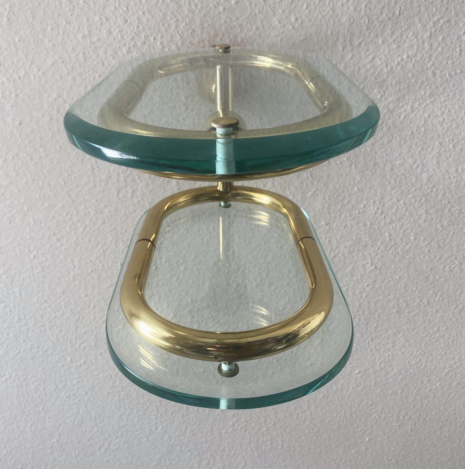 Murano Glass and Brass Pendant Attributed to Fontana Arte, Italy, 1950 For Sale 1