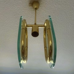 Colgante de cristal de Murano y latón atribuido a Fontana Arte, Italia, 1950
