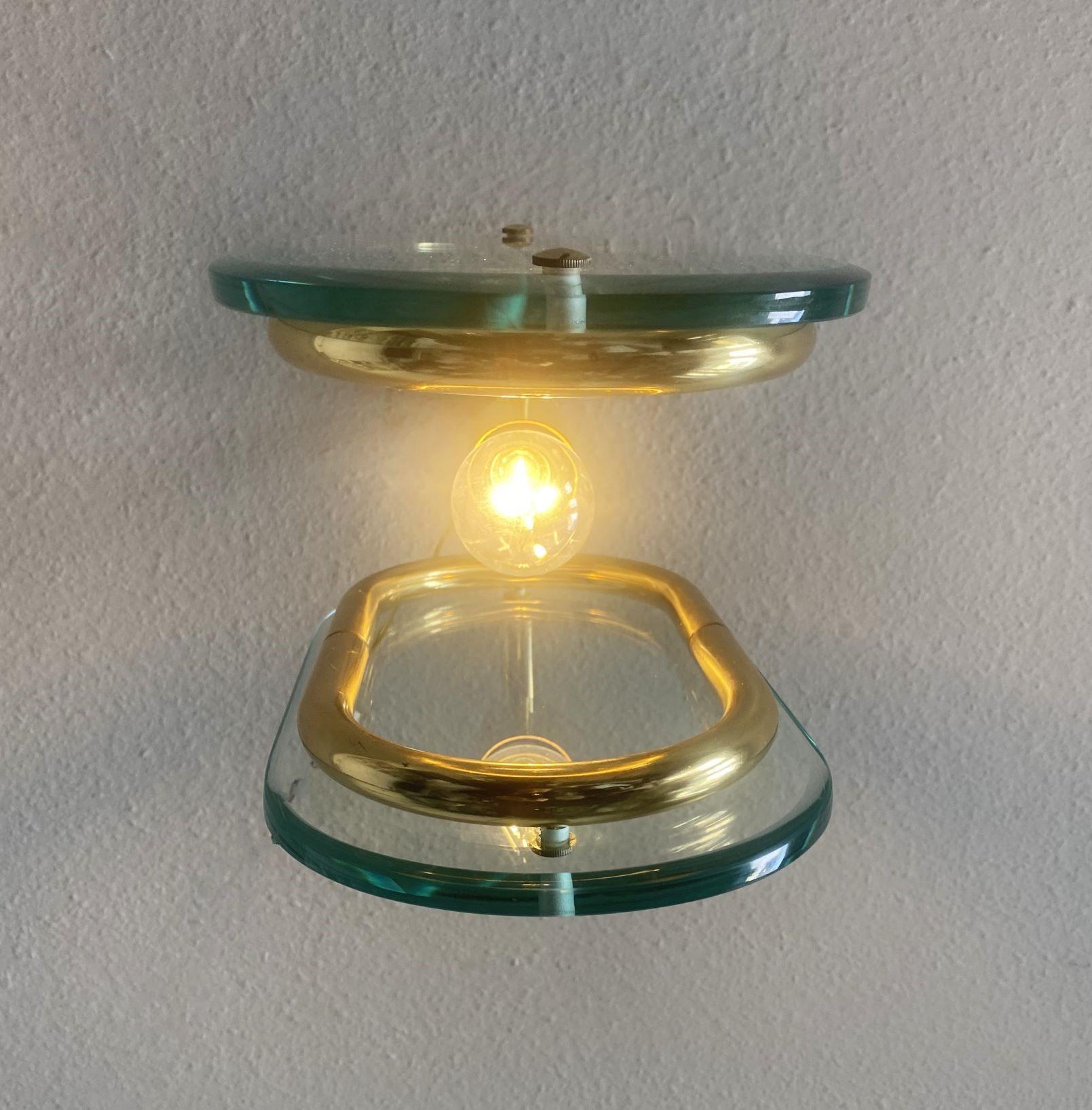Murano Glass and Brass Pendant Attributed to Fontana Arte, Italy, 1950 For Sale 4