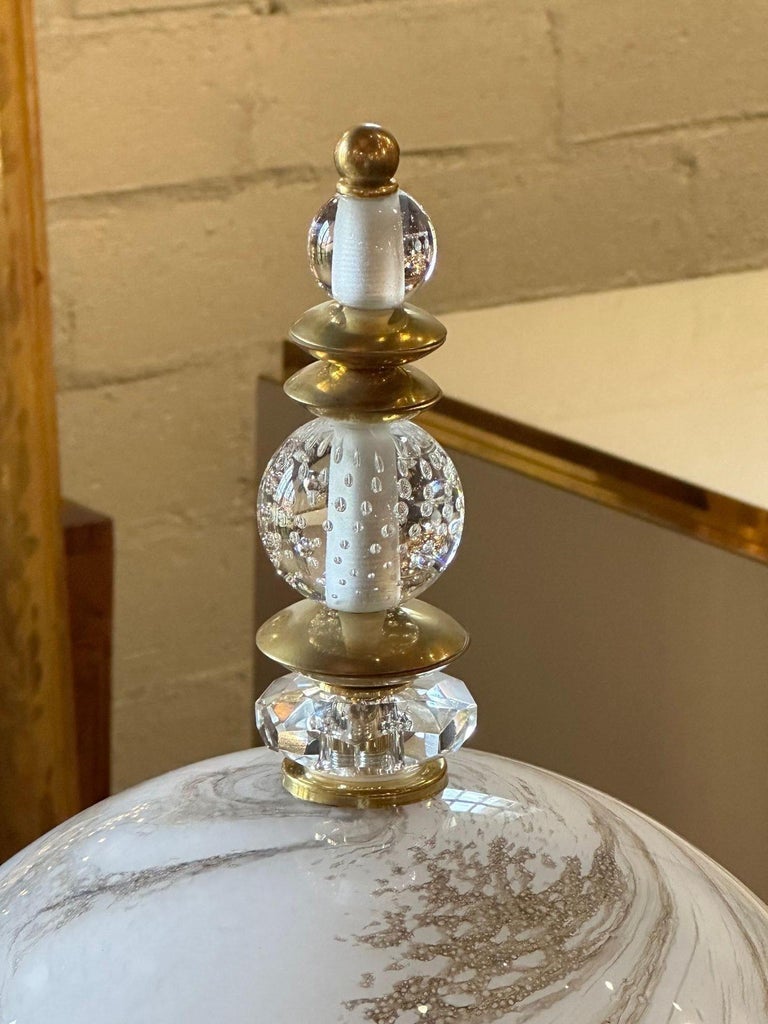 Murano Glass and Brass Globe Lamp For Sale at 1stDibs